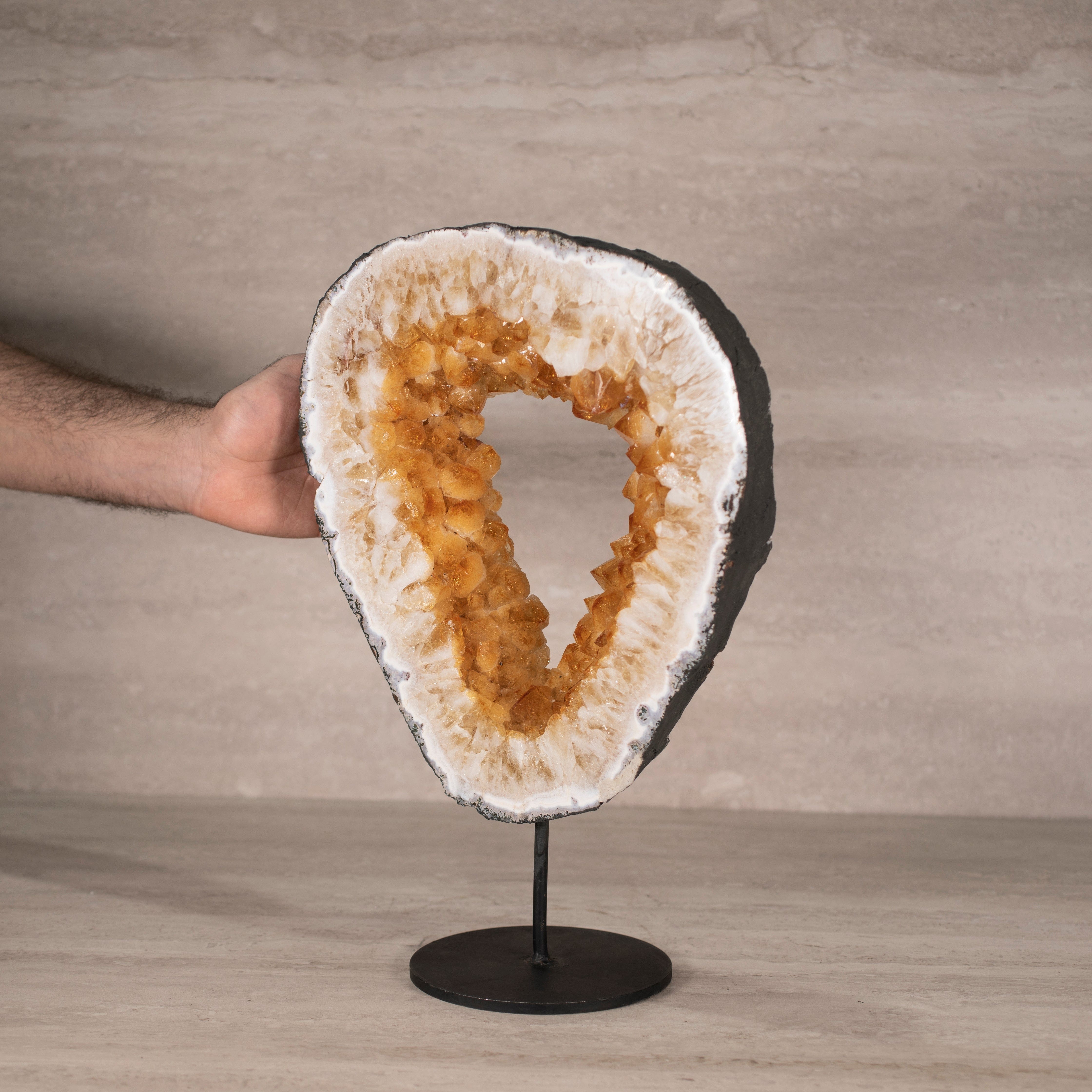 Kalifano Citrine Citrine Geode Ring on Custom Stand from Brazil - 13" / 16 lbs BCGR3800.001