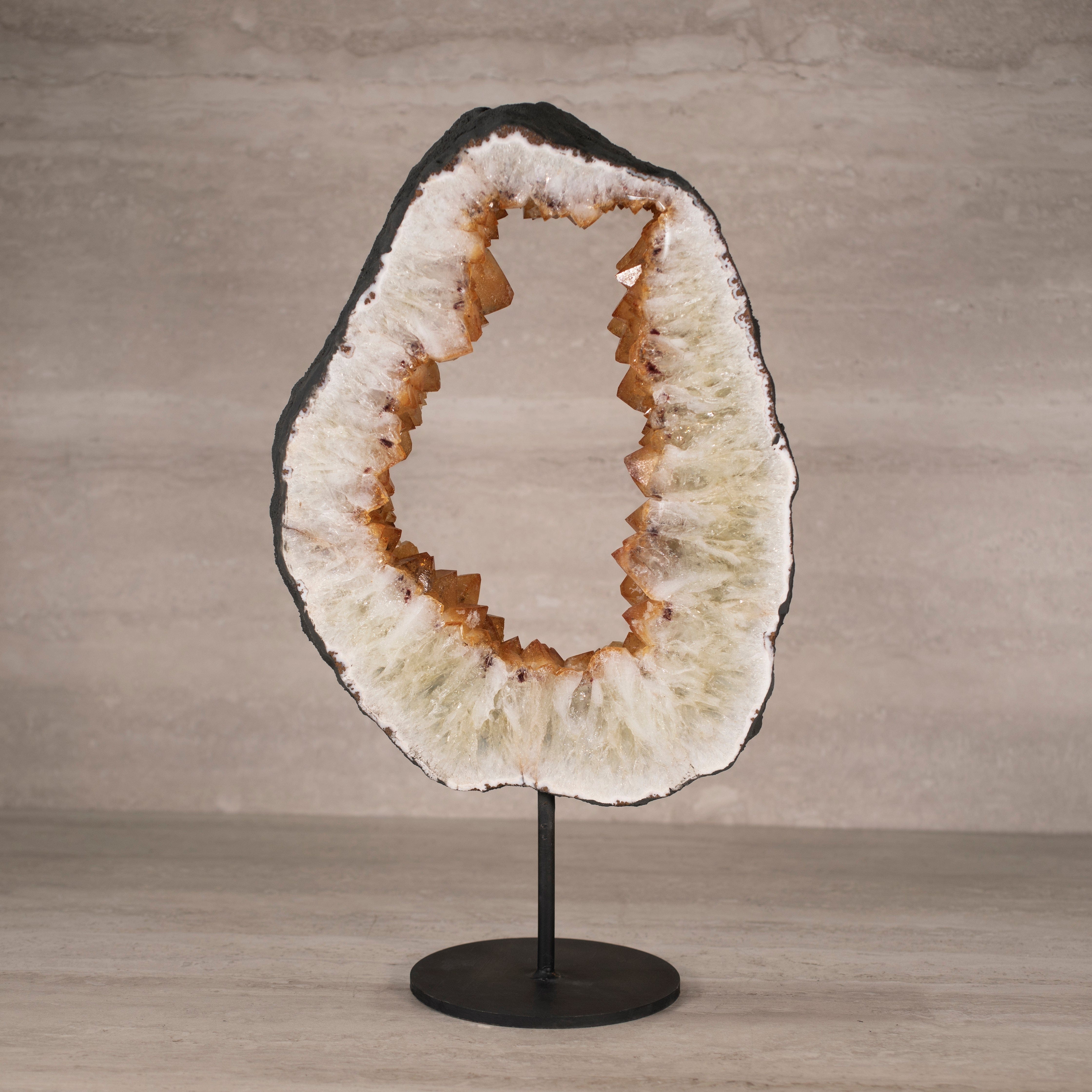 Kalifano Citrine Citrine Geode Ring on Custom Stand from Brazil - 14.5" / 16 lbs BCGR4000.001