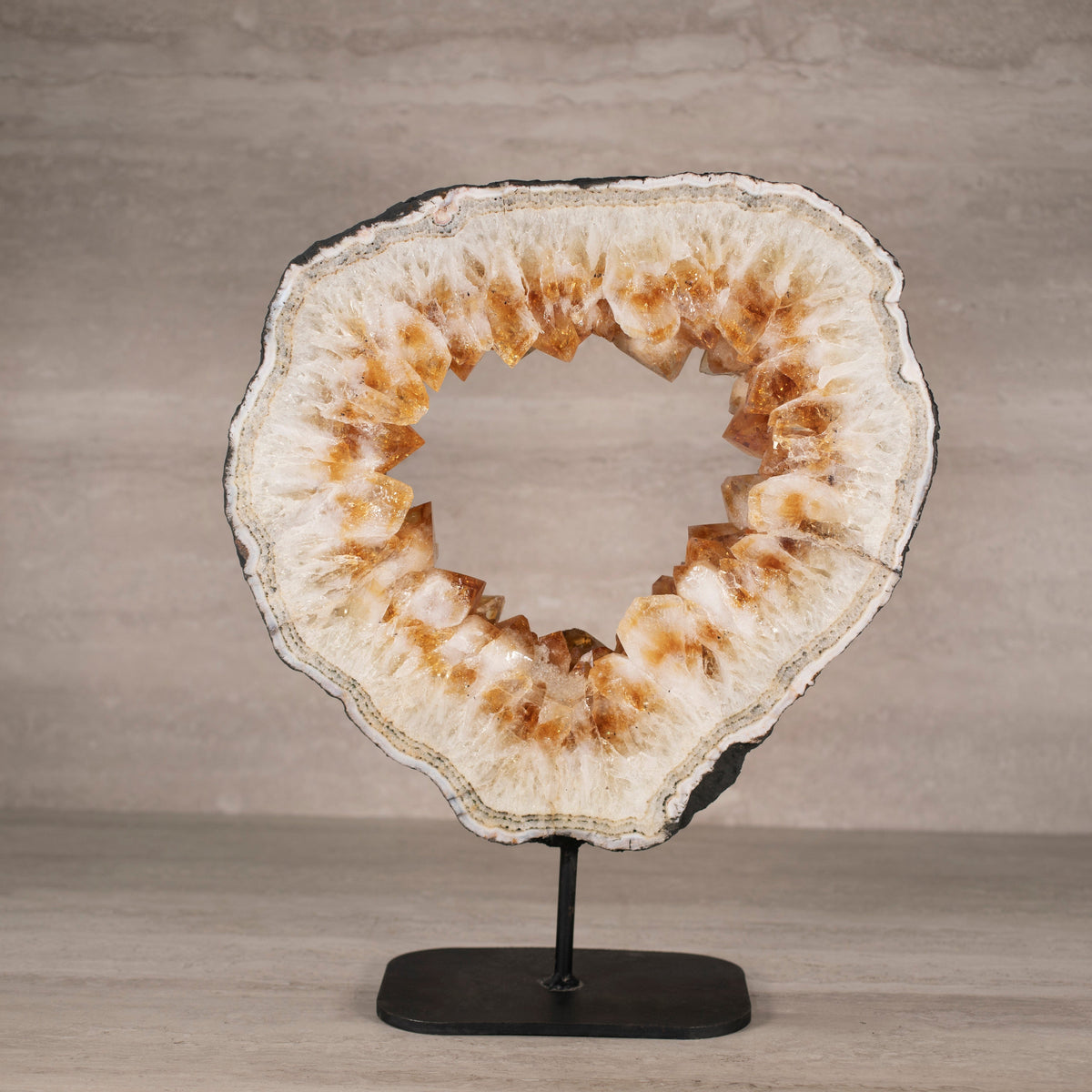 Kalifano Citrine Citrine Geode Ring on Custom Stand from Brazil - 14.5" / 24 lbs BCGR5000.001