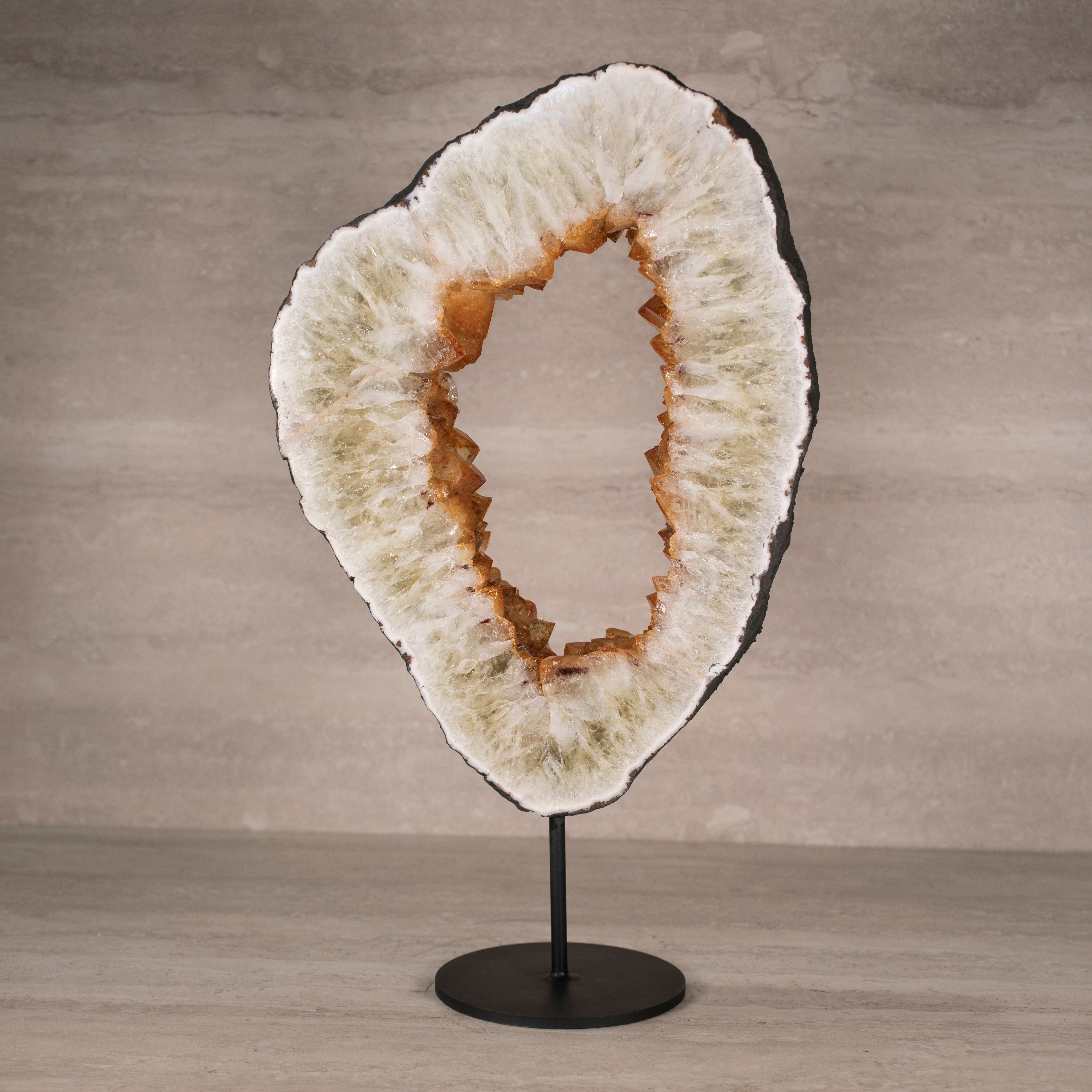 Kalifano Citrine Citrine Geode Ring on Custom Stand from Brazil - 17" / 19 lbs BCGR4400.002