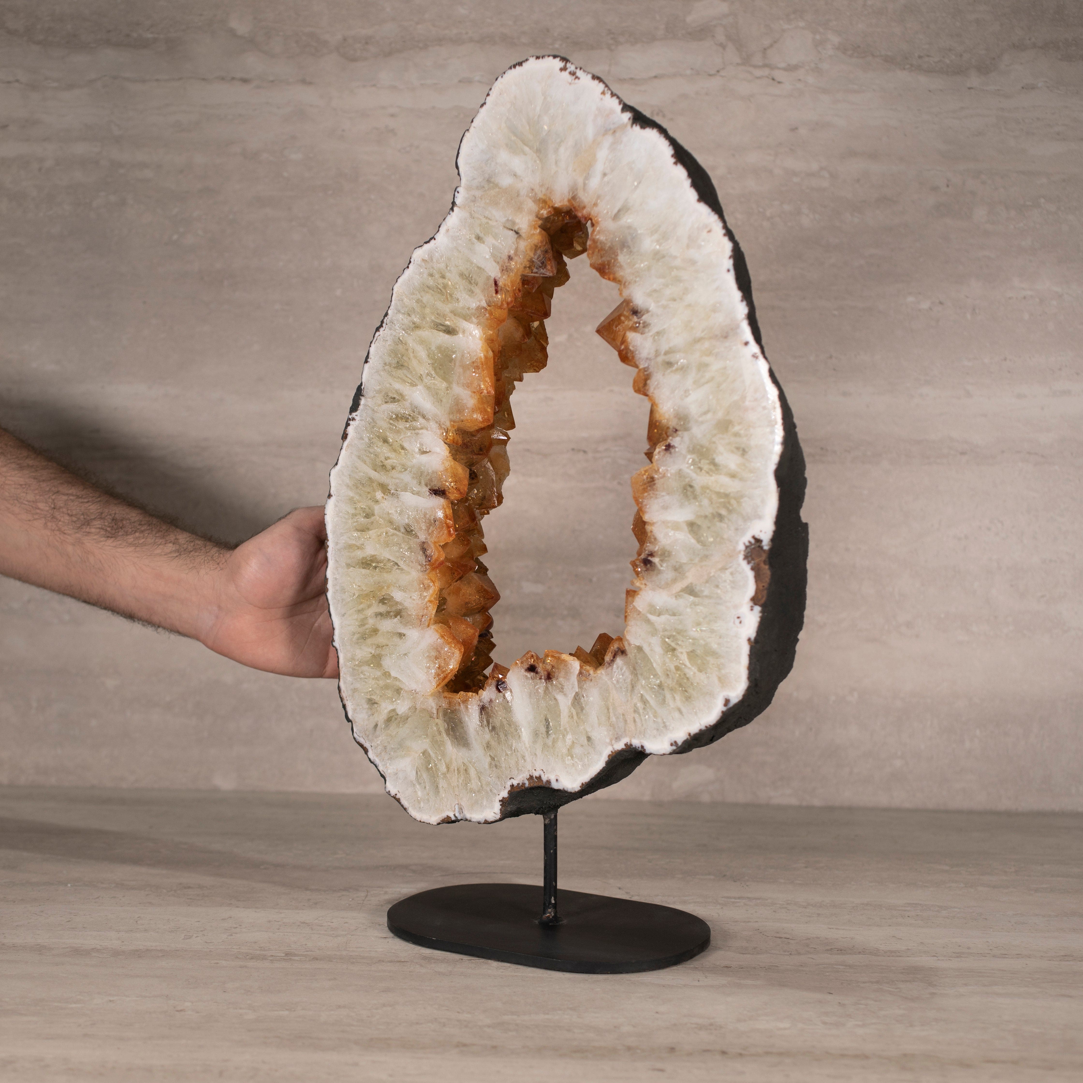 Kalifano Citrine Citrine Geode Ring on Custom Stand from Brazil - 18.25" / 26 lbs BCGR5600.002