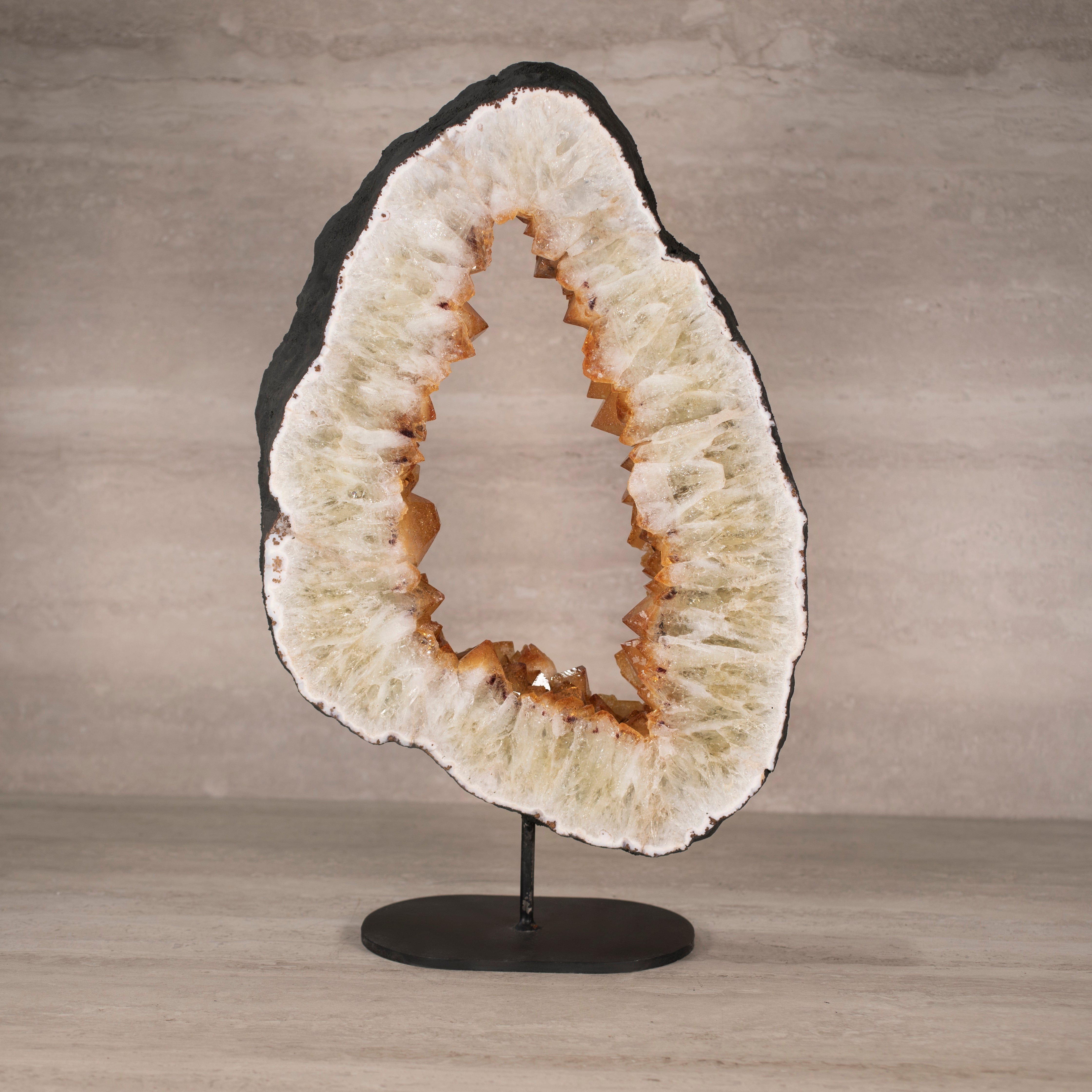 Kalifano Citrine Citrine Geode Ring on Custom Stand from Brazil - 18.25" / 26 lbs BCGR5600.002