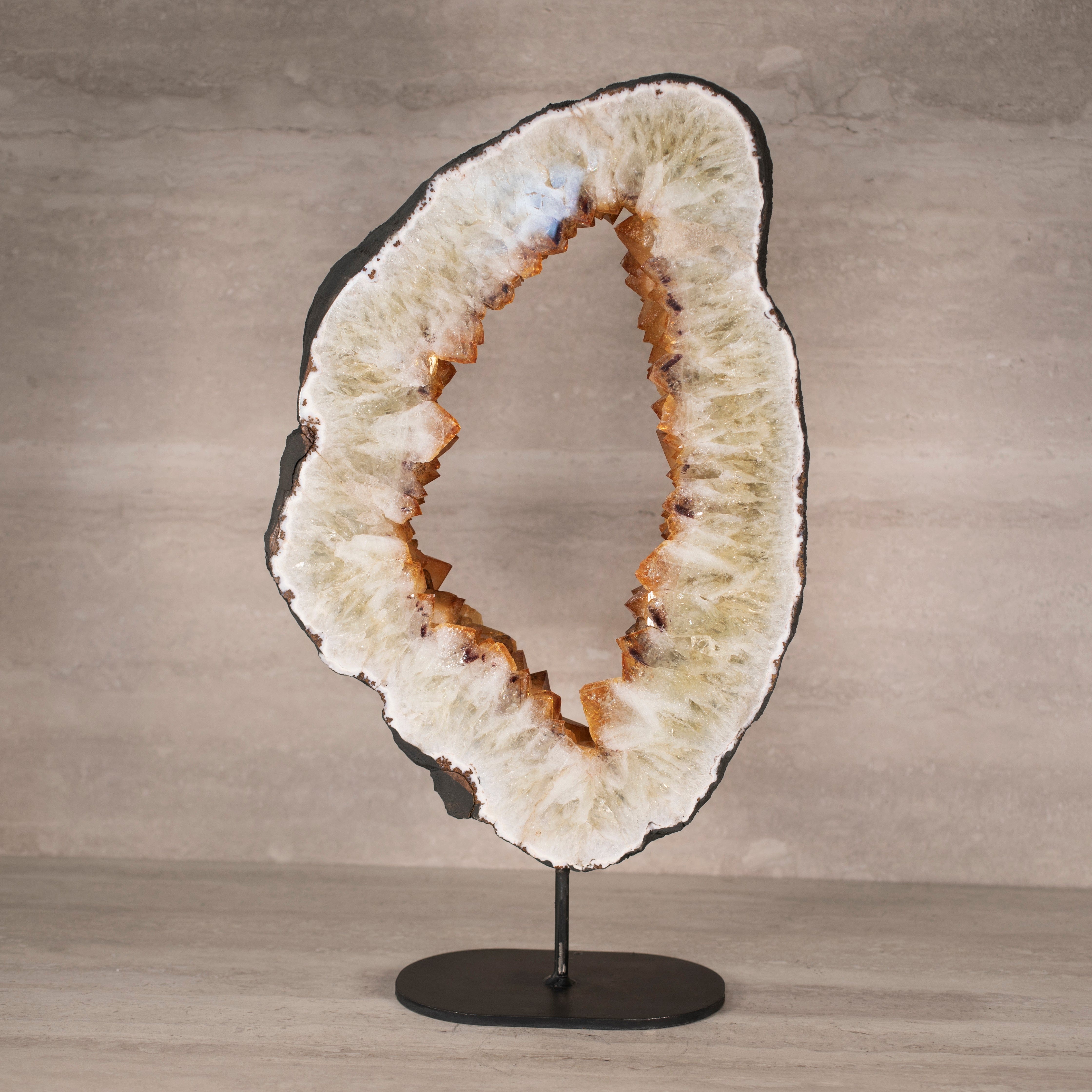 Kalifano Citrine Citrine Geode Ring on Custom Stand from Brazil - 19" / 26.5 lbs BCGR5600.001