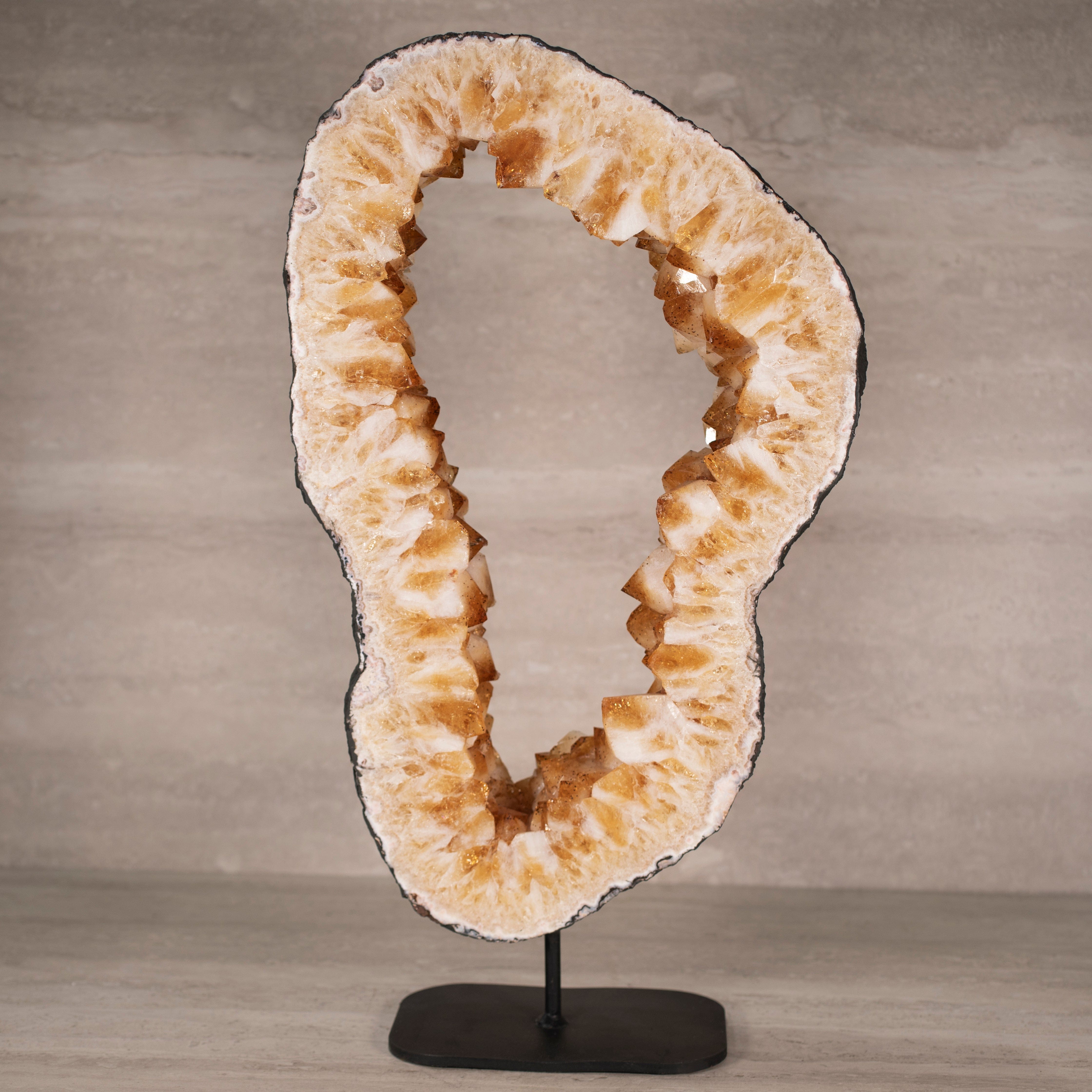 Kalifano Citrine Citrine Geode Ring on Custom Stand from Brazil - 20.5" / 30 bs BCGR6400.001
