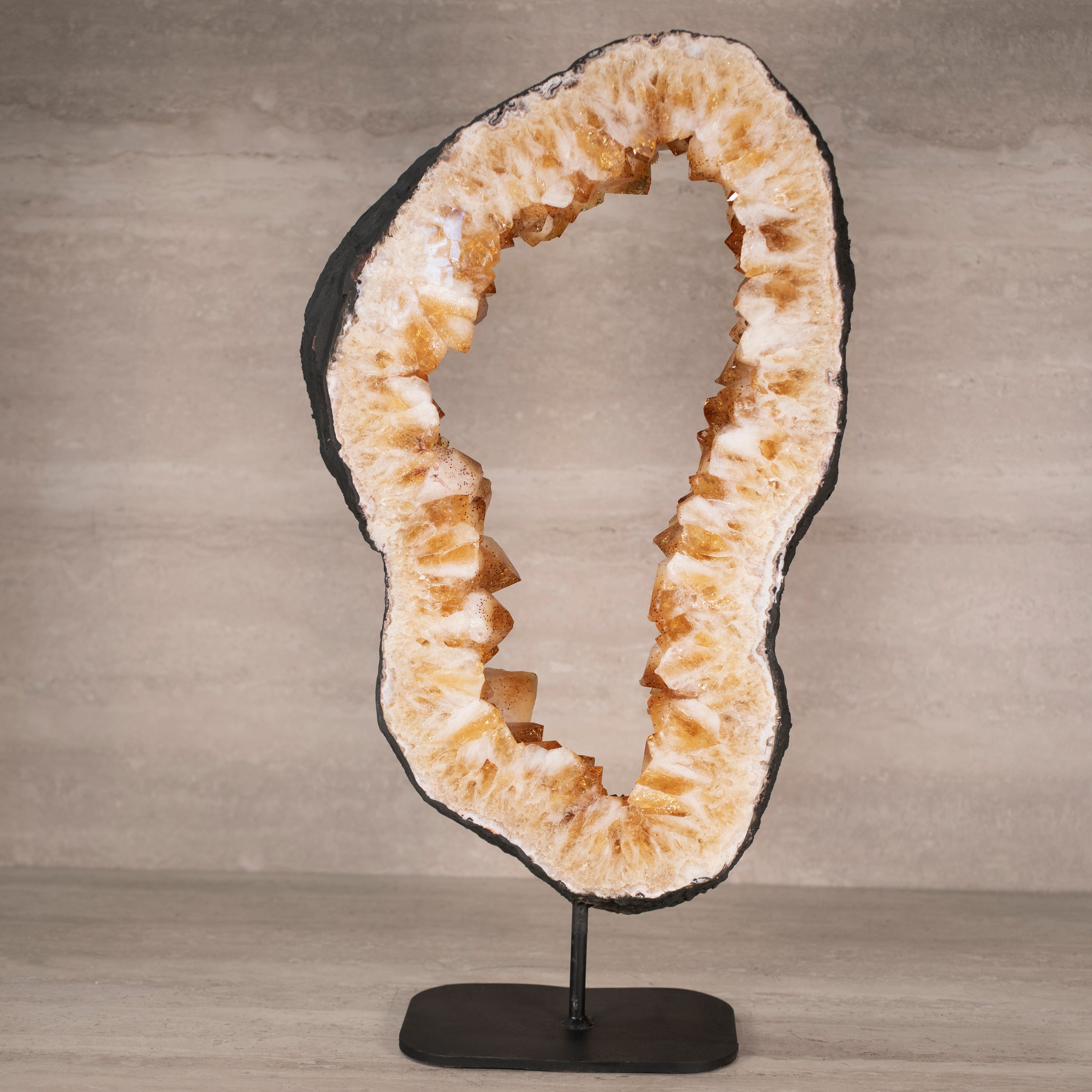 Kalifano Citrine Citrine Geode Ring on Custom Stand from Brazil - 20.5" / 30 bs BCGR6400.001