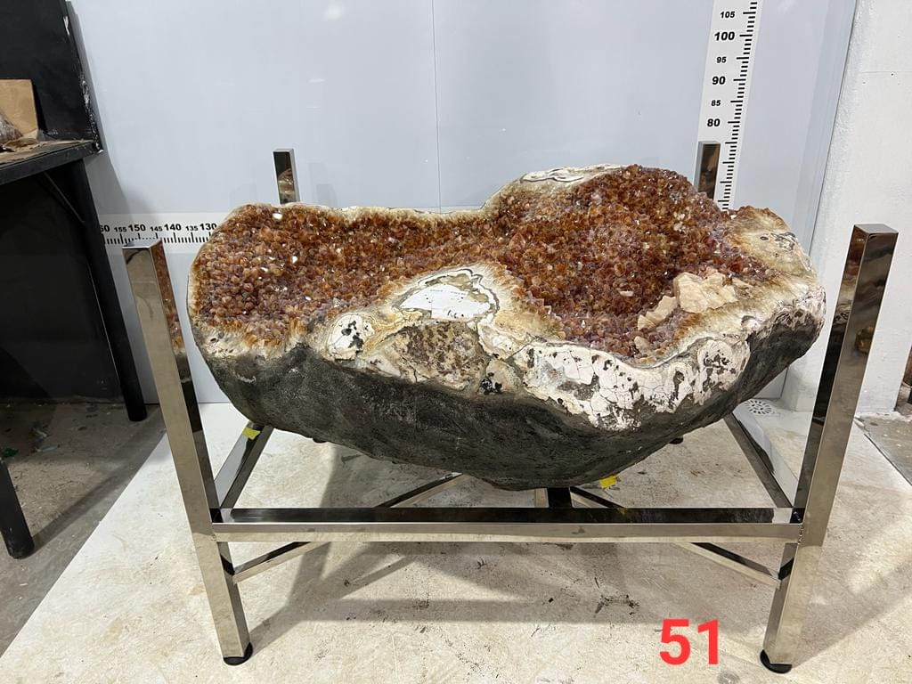 Kalifano Citrine Citrine Geode Table from Brazil on Custom Stand - 45" / 992 lbs BCG120000.001