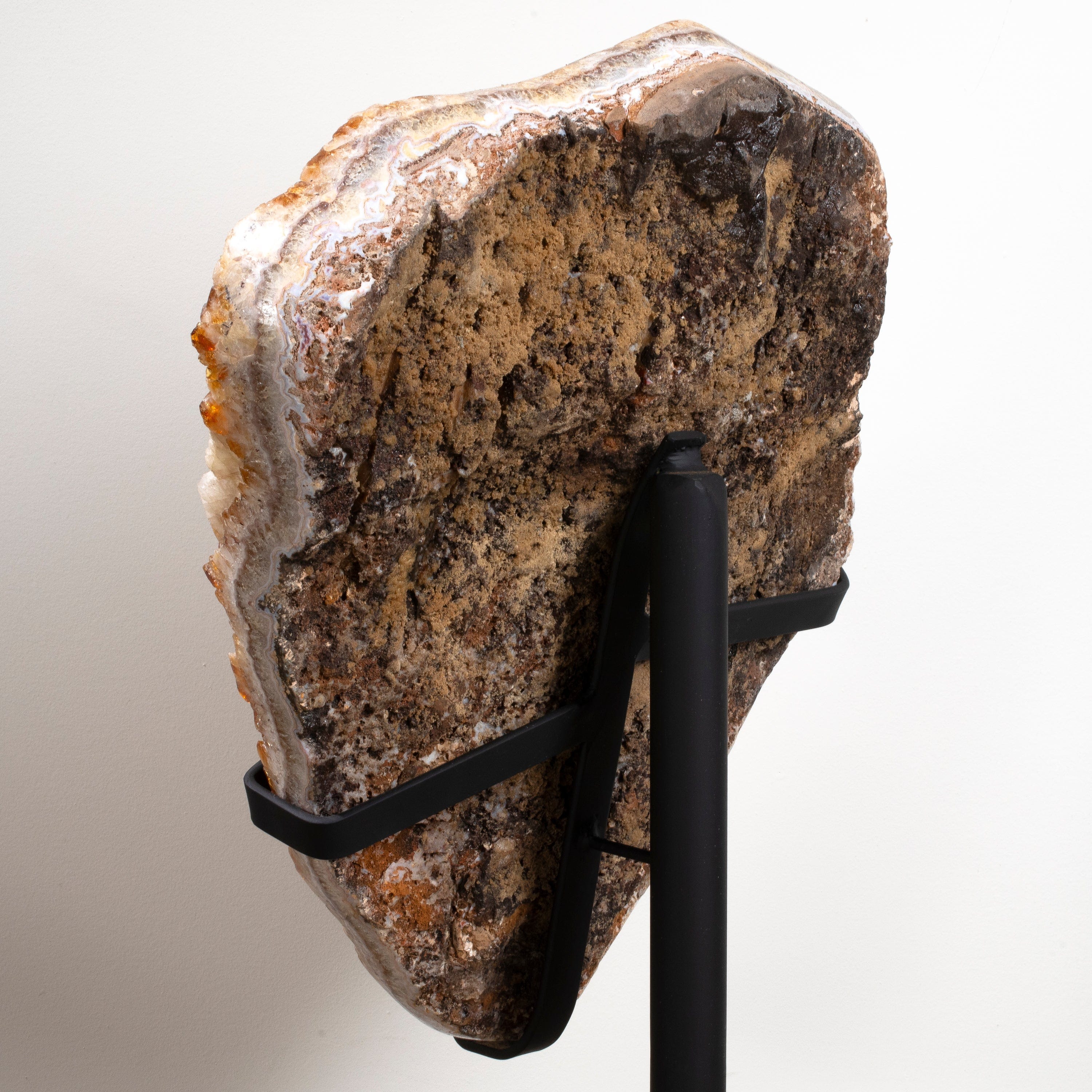 Kalifano Citrine Citrine Geode with Calcite from Brazil on Custom Stand - 33" / 56 lbs BCG7600.004