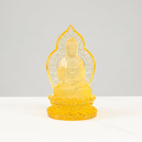Divine Golden Guan Yin Crystal Carving - A Symbol of Compassion and Protection Main Image