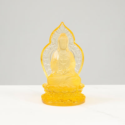 Kalifano Crystal Carving Divine Golden Guan Yin Crystal Carving - A Symbol of Compassion and Protection CRB230-YL