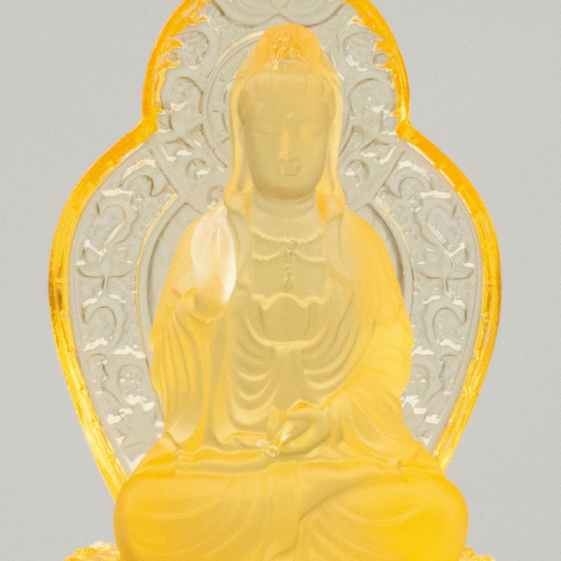 Kalifano Crystal Carving Divine Golden Guan Yin Crystal Carving - A Symbol of Compassion and Protection CRB230-YL