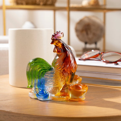 Kalifano Crystal Carving Elegant Rooster Crystal Carving - A Symbol of Vigilance and Positivity CRZ210-ROO