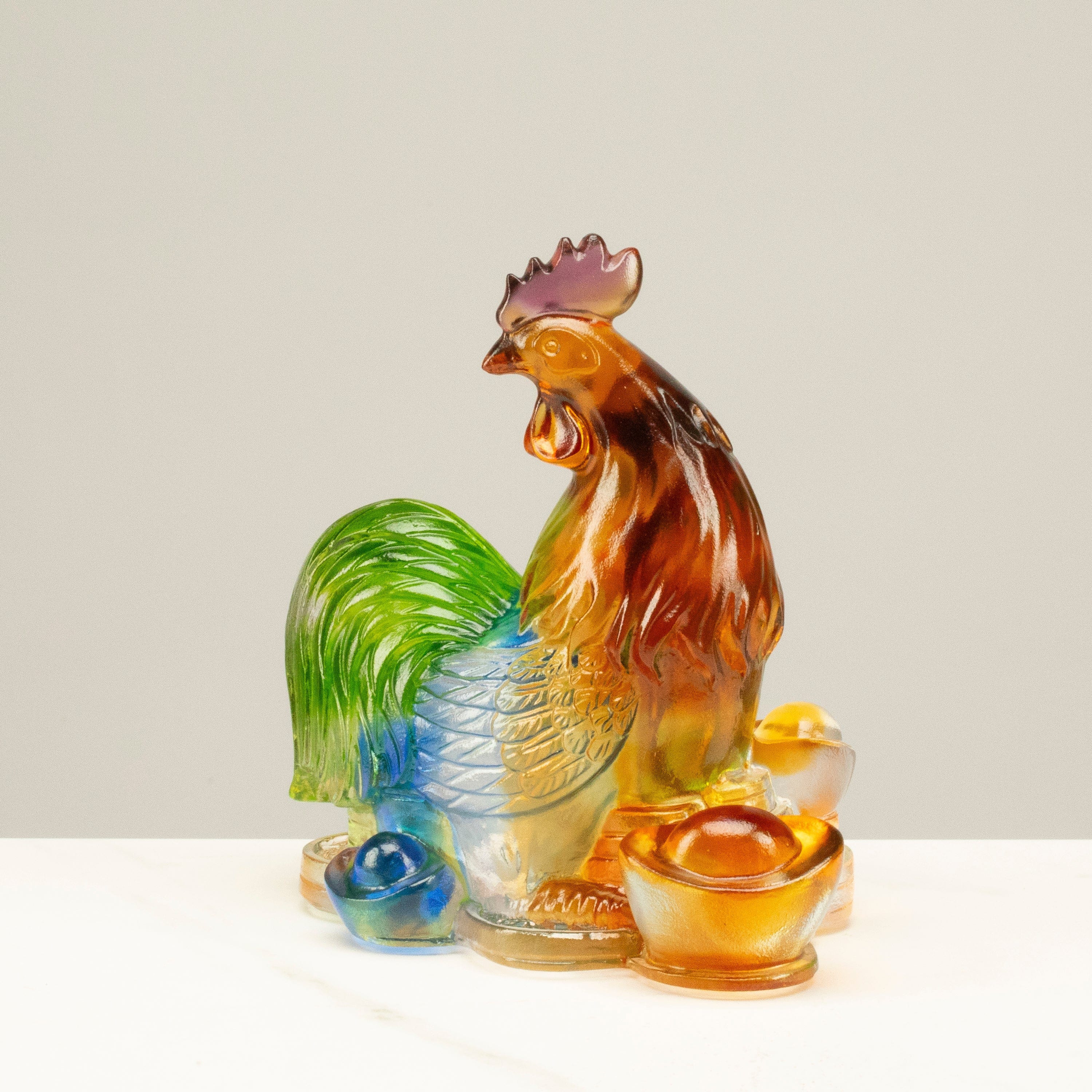 KALIFANO  Rooster Crystal Carving - Symbol of Vigilance & Positivity
