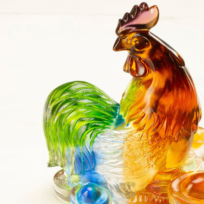 Kalifano Crystal Carving Elegant Rooster Crystal Carving - A Symbol of Vigilance and Positivity CRZ210-ROO