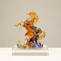 Graceful Horse Crystal Carving with Detachable Base - A Symbol of Freedom and Action Main Image