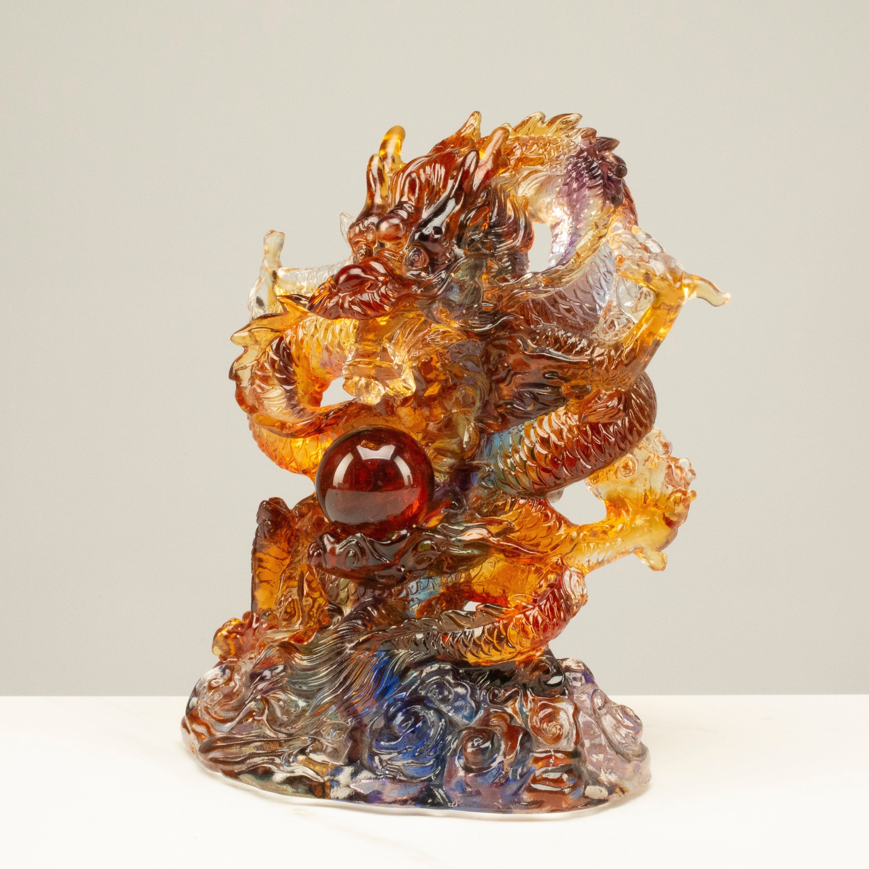 Kalifano Crystal Carving Magnificent Dragon Crystal Carving - A Symbol of Power and Good Fortune CR340-DRA