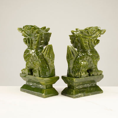 Kalifano Crystal Carving Magnificent Kylin Dragon Jade Carving Pair - A Symbol of Protection and Peace CV230-KD-JADE