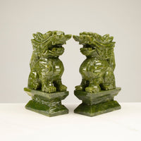 Magnificent Kylin Dragon Jade Carving Pair - A Symbol of Protection and Peace Main Image