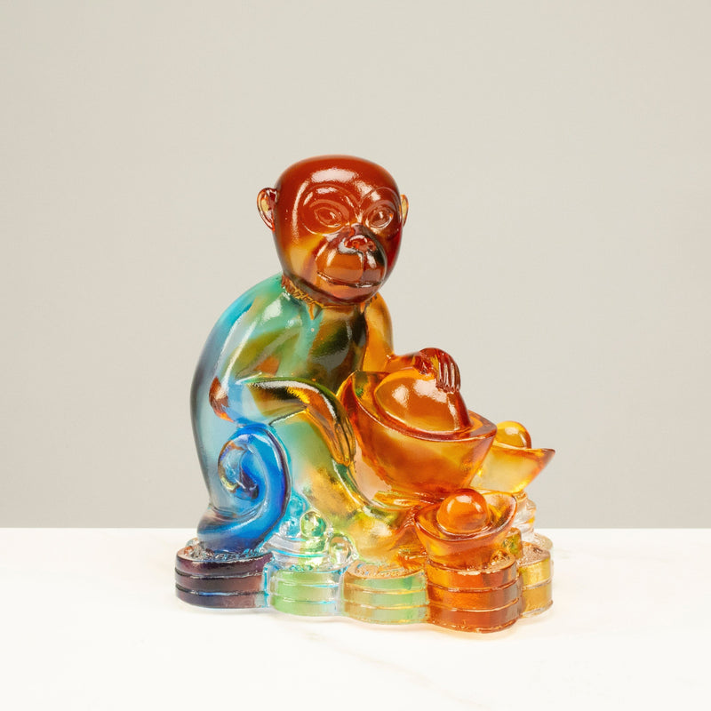 Kalifano Crystal Carving Mischievous Monkey Crystal Carving - A Symbol of Intelligence and Playfulness CRZ210-MON