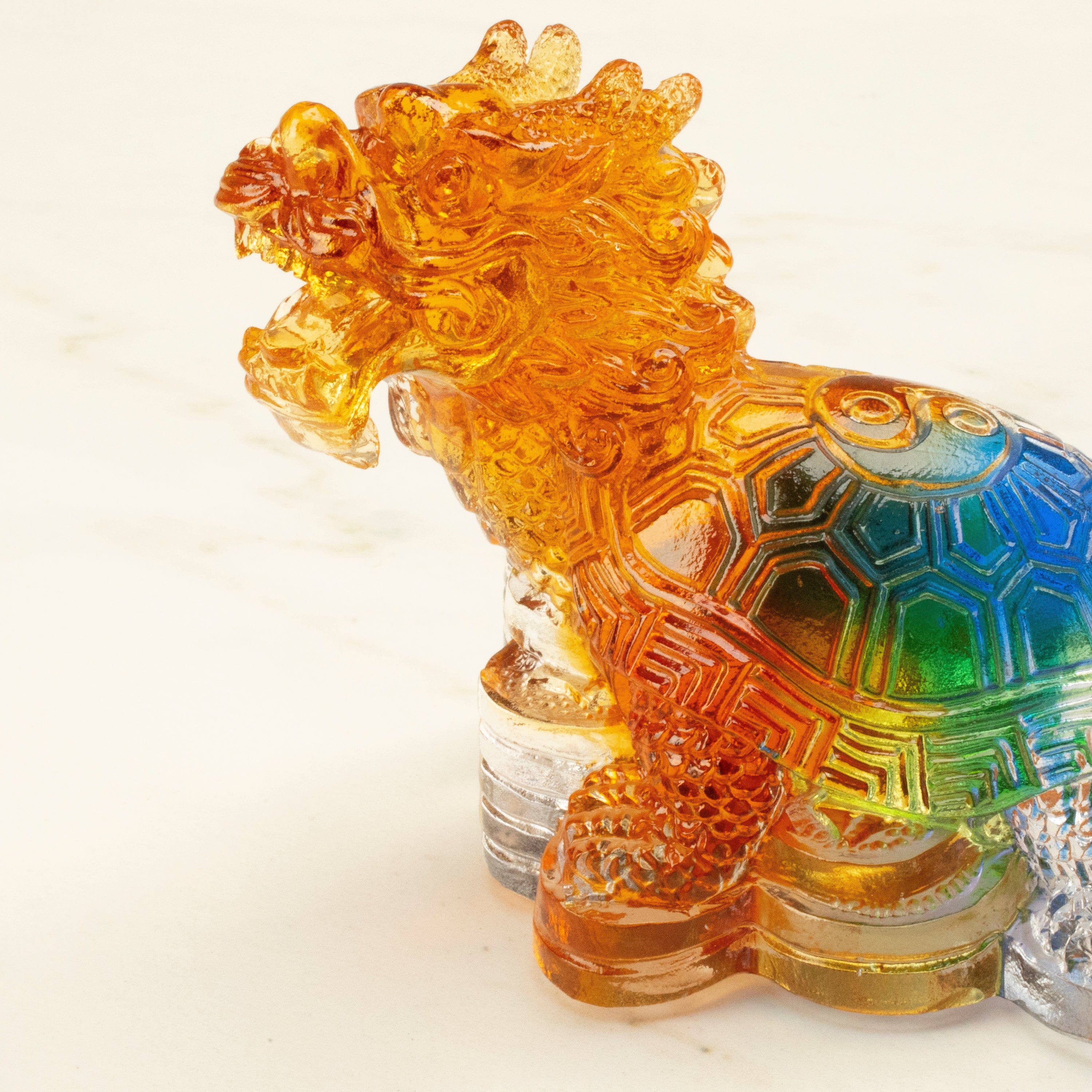 Kalifano Crystal Carving Mystical Ancient Turtle Dragon Crystal Carving - A Symbol of Longevity and Wisdom CR85-DT