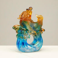Mythical Dragon Head Fish Crystal Carving - A Symbol of Good Fortune and Prosperity Main Image