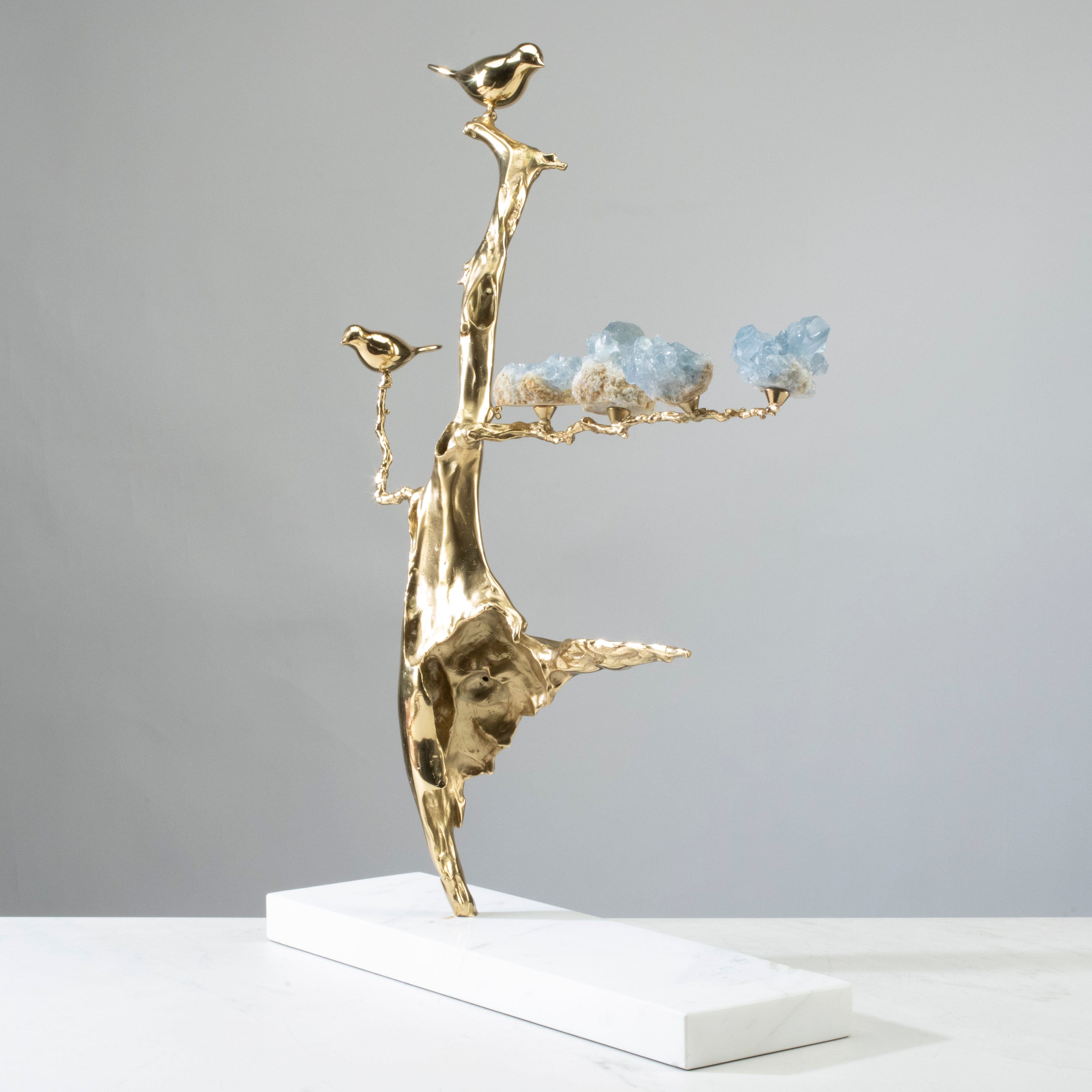 KALIFANO Crystal Home Decor Bird on Branch with Blue Calcite HG1734-BC