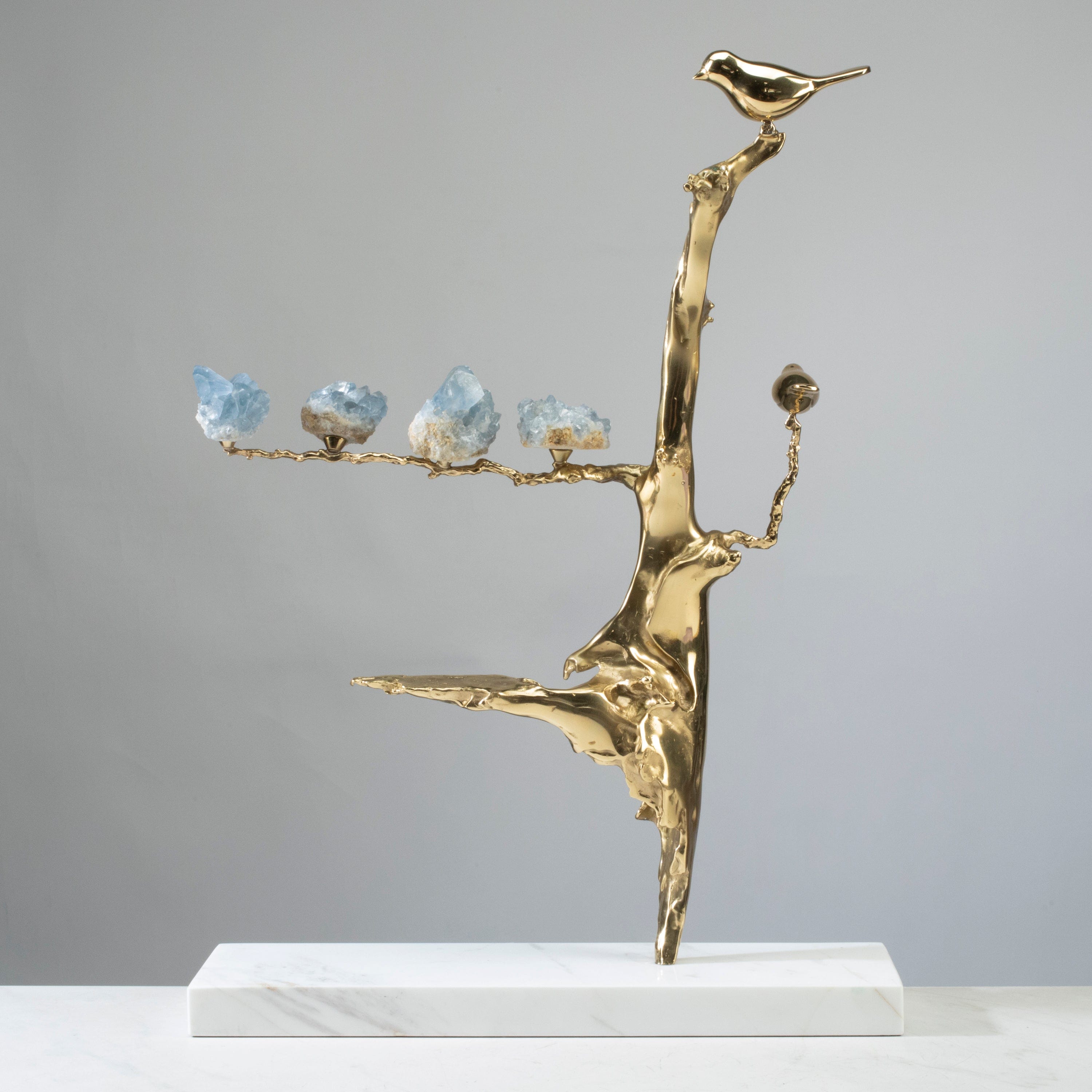 KALIFANO Crystal Home Decor Bird on Branch with Blue Calcite HG1734-BC