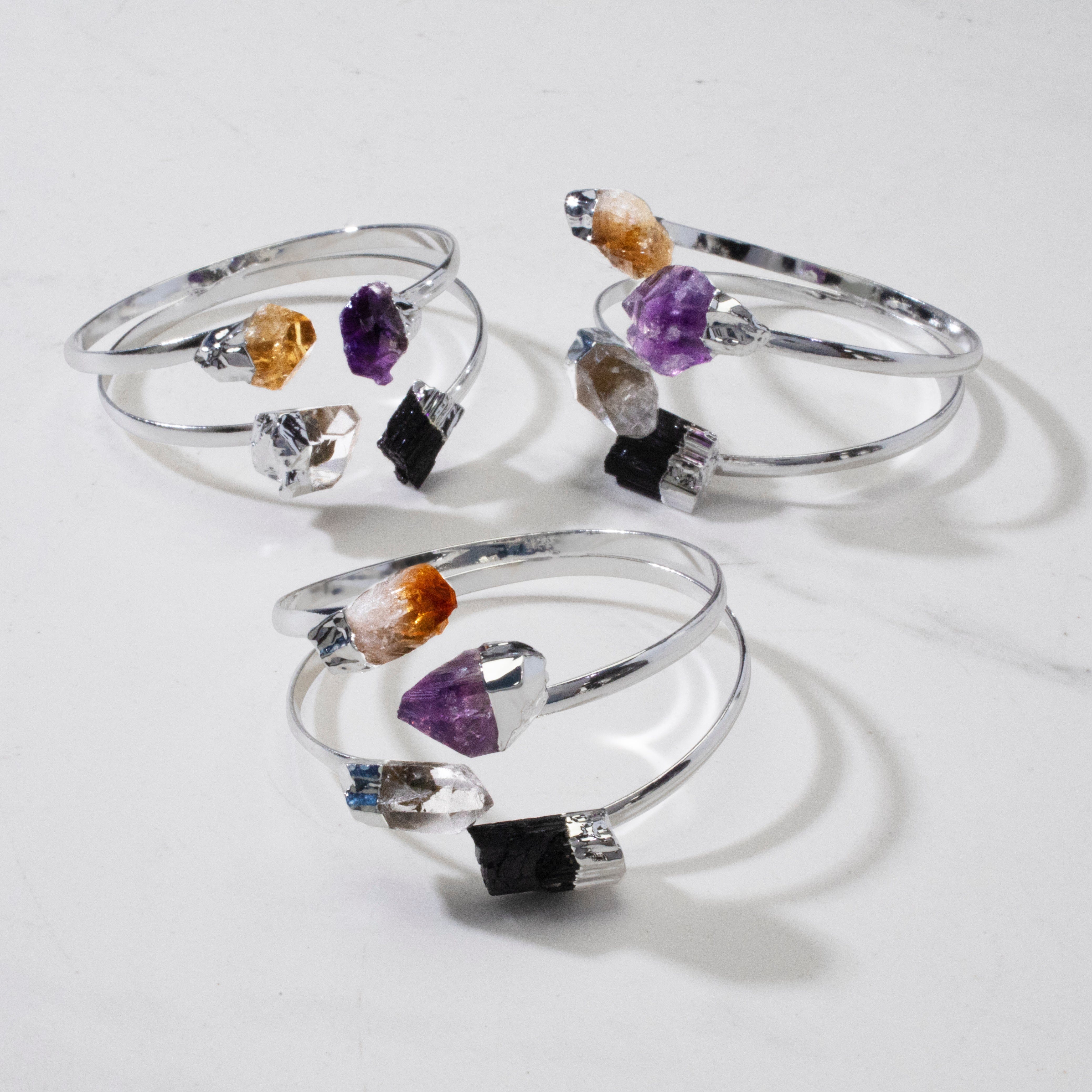 Kalifano Crystal Jewelry 4 Stone Multi Gem Silver Cuff Bracelet CJB-1011-MT