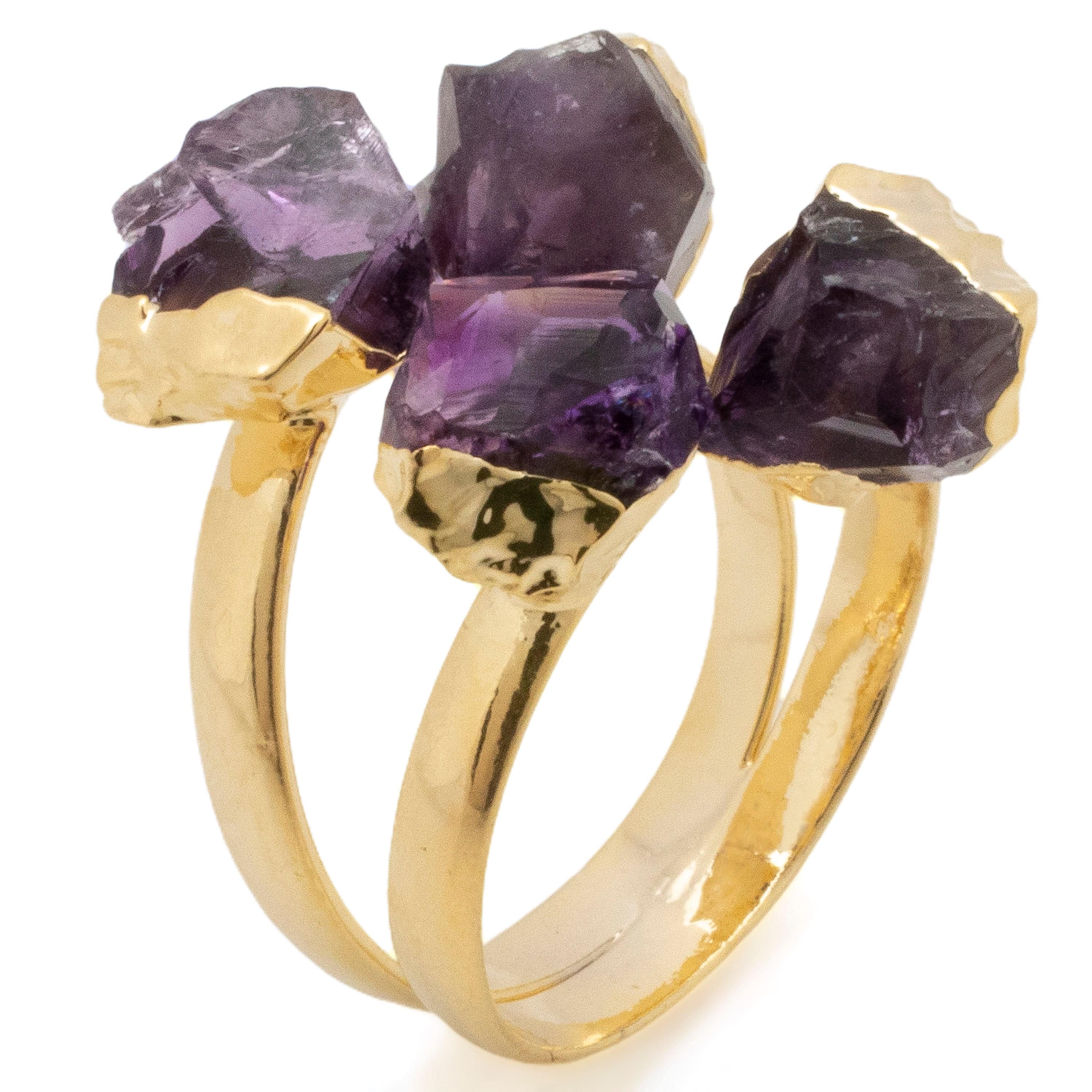 KALIFANO Crystal Jewelry Adjustable Amethyst Ring CJR-513-AM