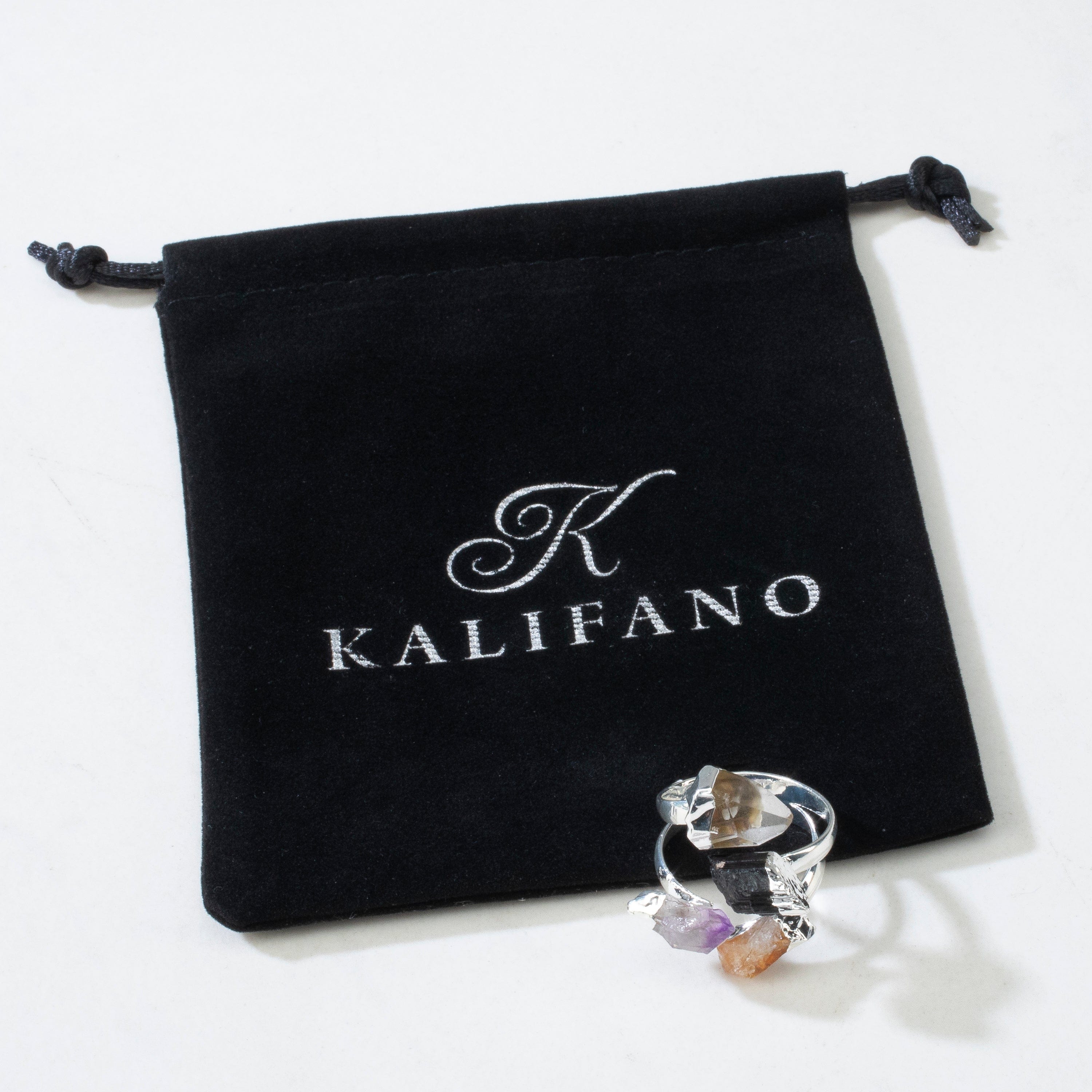 KALIFANO Crystal Jewelry Adjustable Multi-Gemstone Ring CJR-513-MT