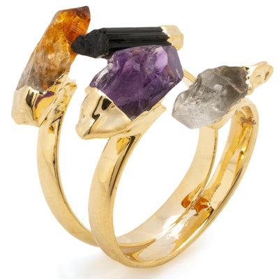 KALIFANO Crystal Jewelry Adjustable Multi-Gemstone Ring CJR-513-MT