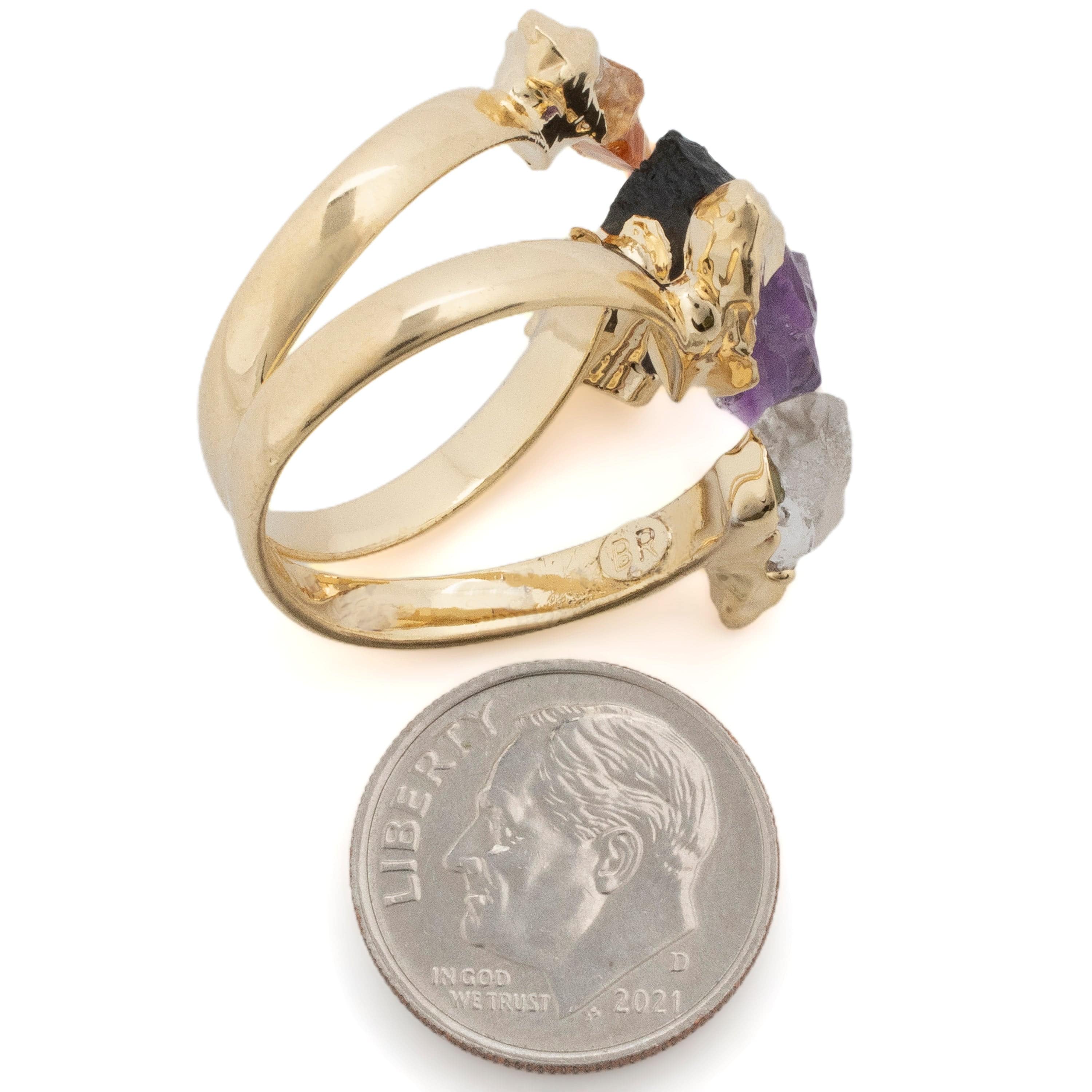 KALIFANO Crystal Jewelry Adjustable Multi-Gemstone Ring CJR-513-MT