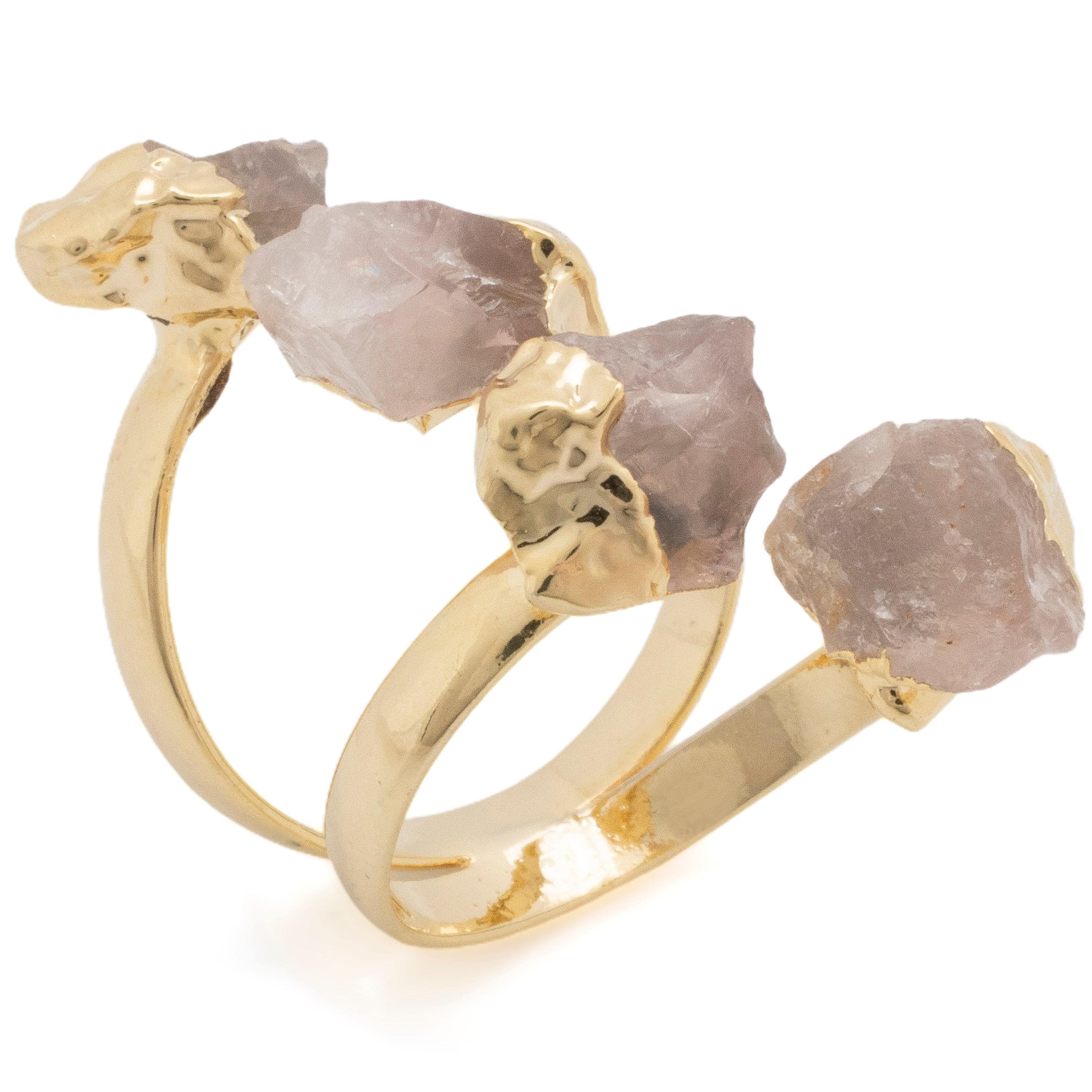 KALIFANO Crystal Jewelry Adjustable Rose Quartz Ring CJR-513-RQ