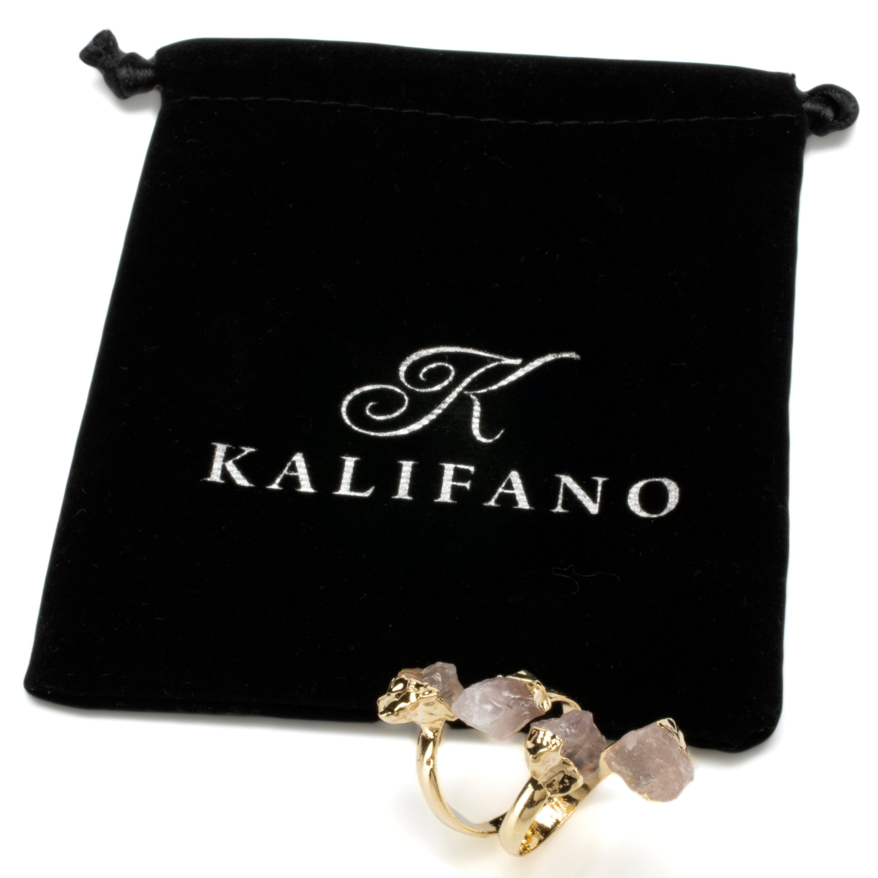 KALIFANO Crystal Jewelry Adjustable Rose Quartz Ring CJR-513-RQ