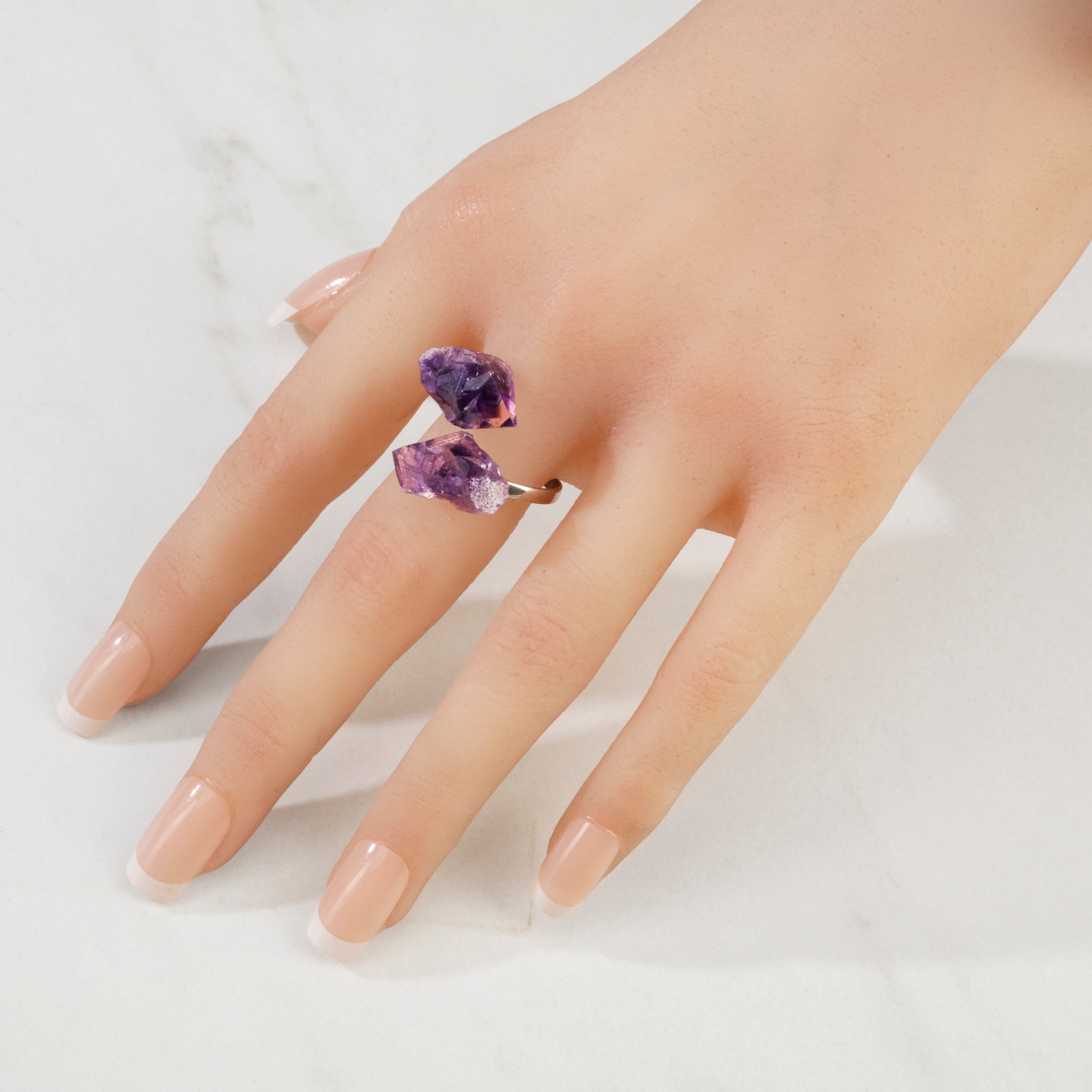 KALIFANO Crystal Jewelry Amethyst Adjustable Sterling Silver Ring CJR-SS-AM