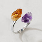 Amethyst & Citrine Adjustable Sterling Silver Ring