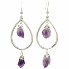 Amethyst Crystal Drop Earrings with French Hook