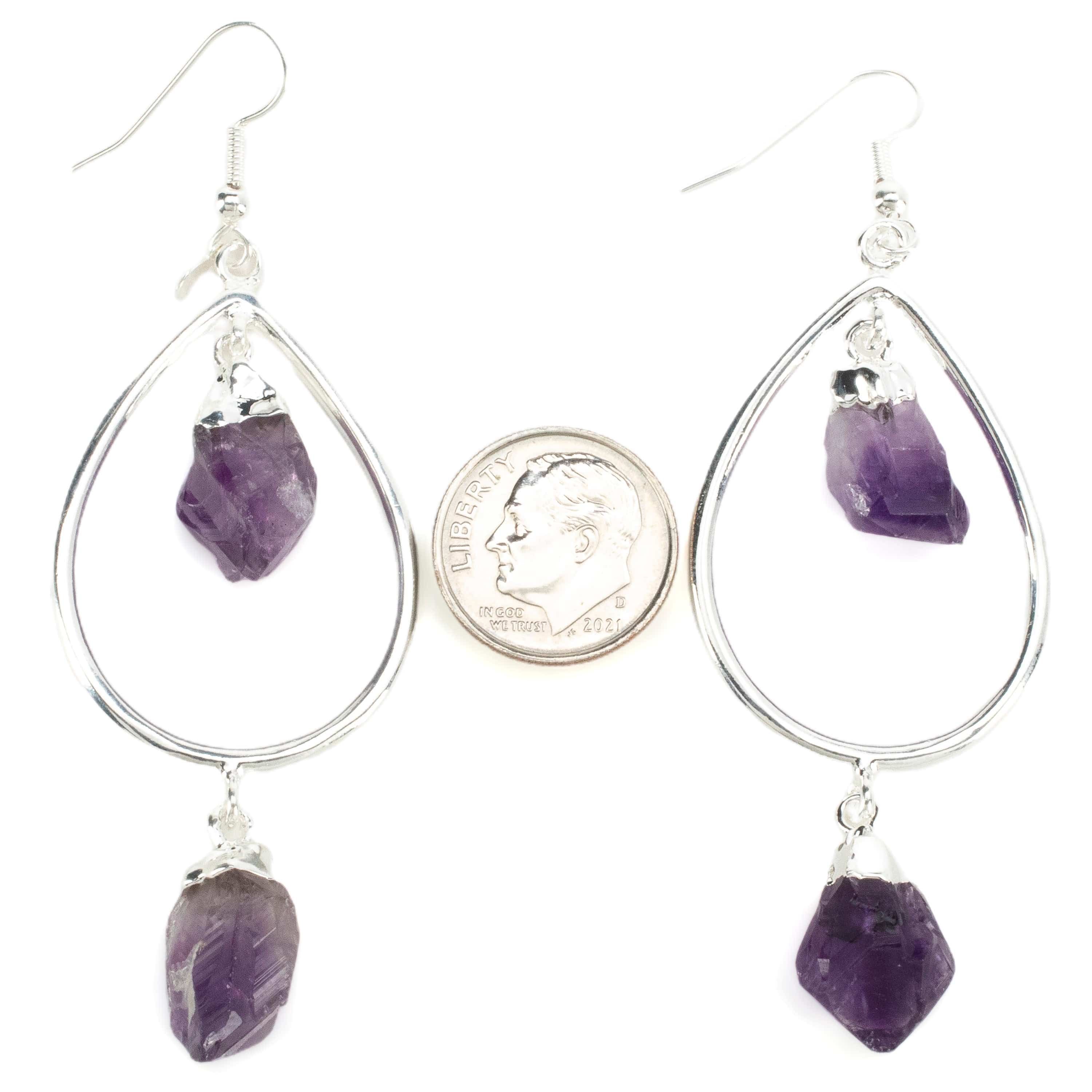 Kalifano Crystal Jewelry Amethyst Crystal Drop Earrings with French Hook CJE-1548-AM