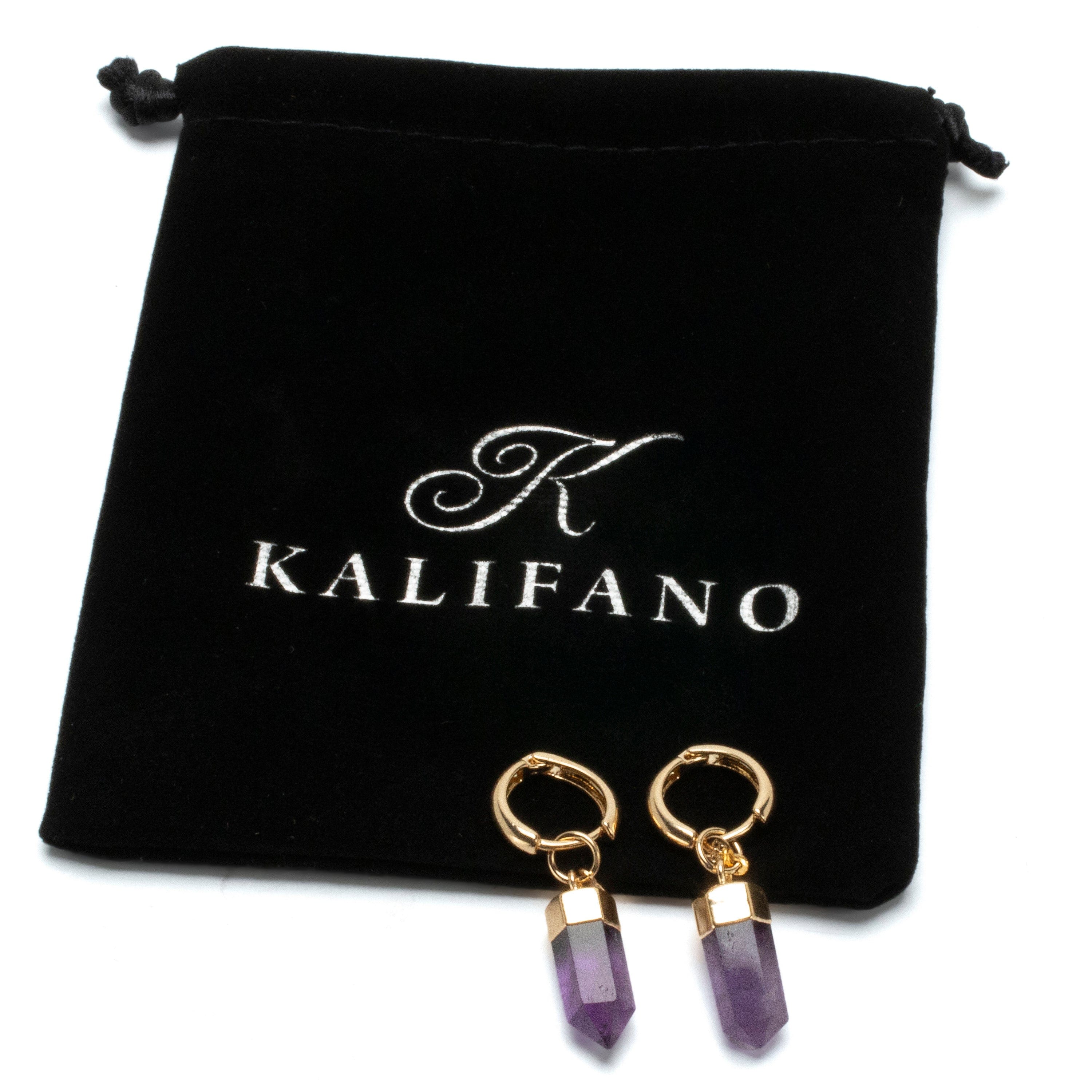 KALIFANO Crystal Jewelry Amethyst Drop Earrings CJE-1506-AM