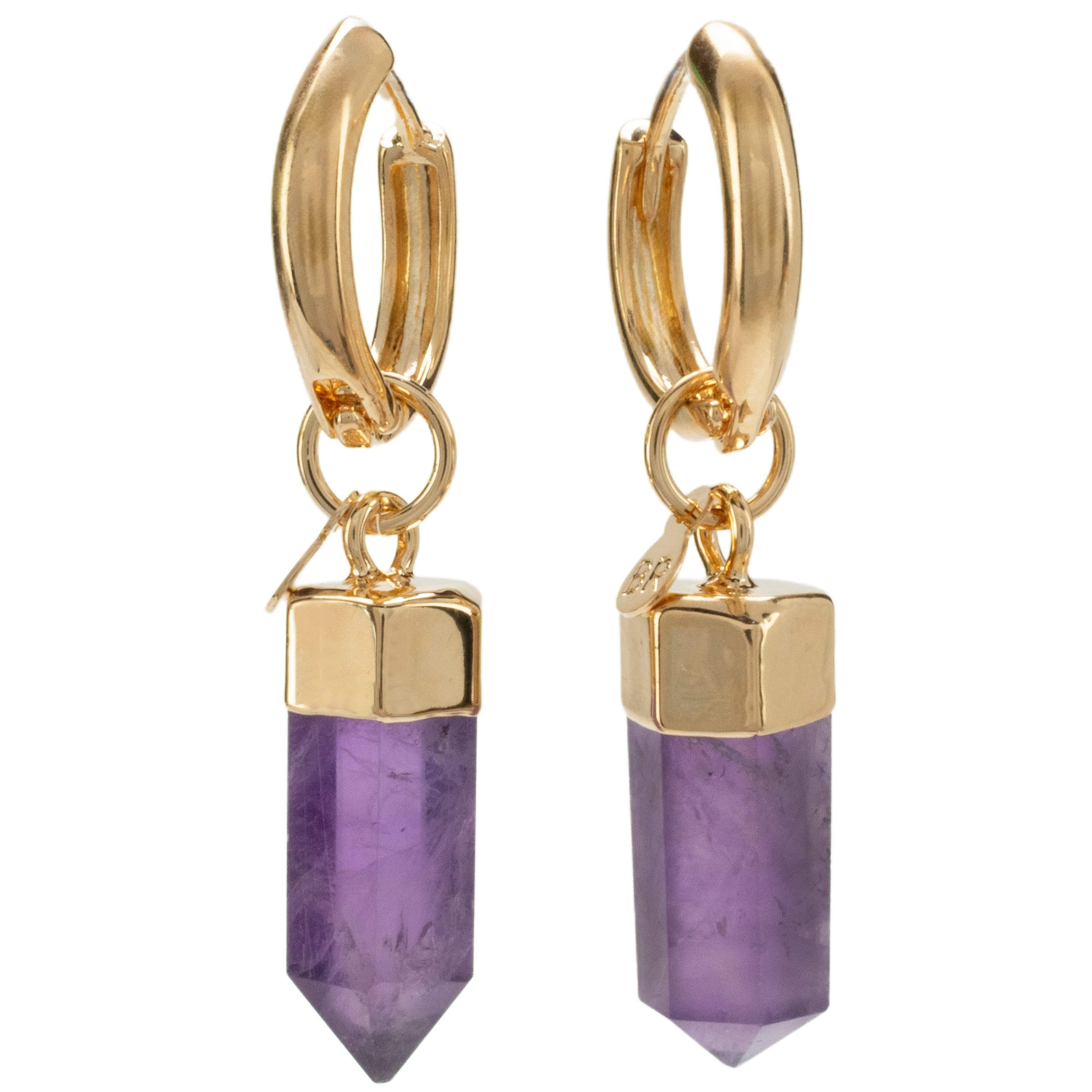 KALIFANO Crystal Jewelry Amethyst Drop Earrings CJE-1506-AM