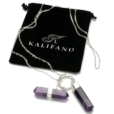 KALIFANO Crystal Jewelry Amethyst Y Necklace CJN-2022-AM