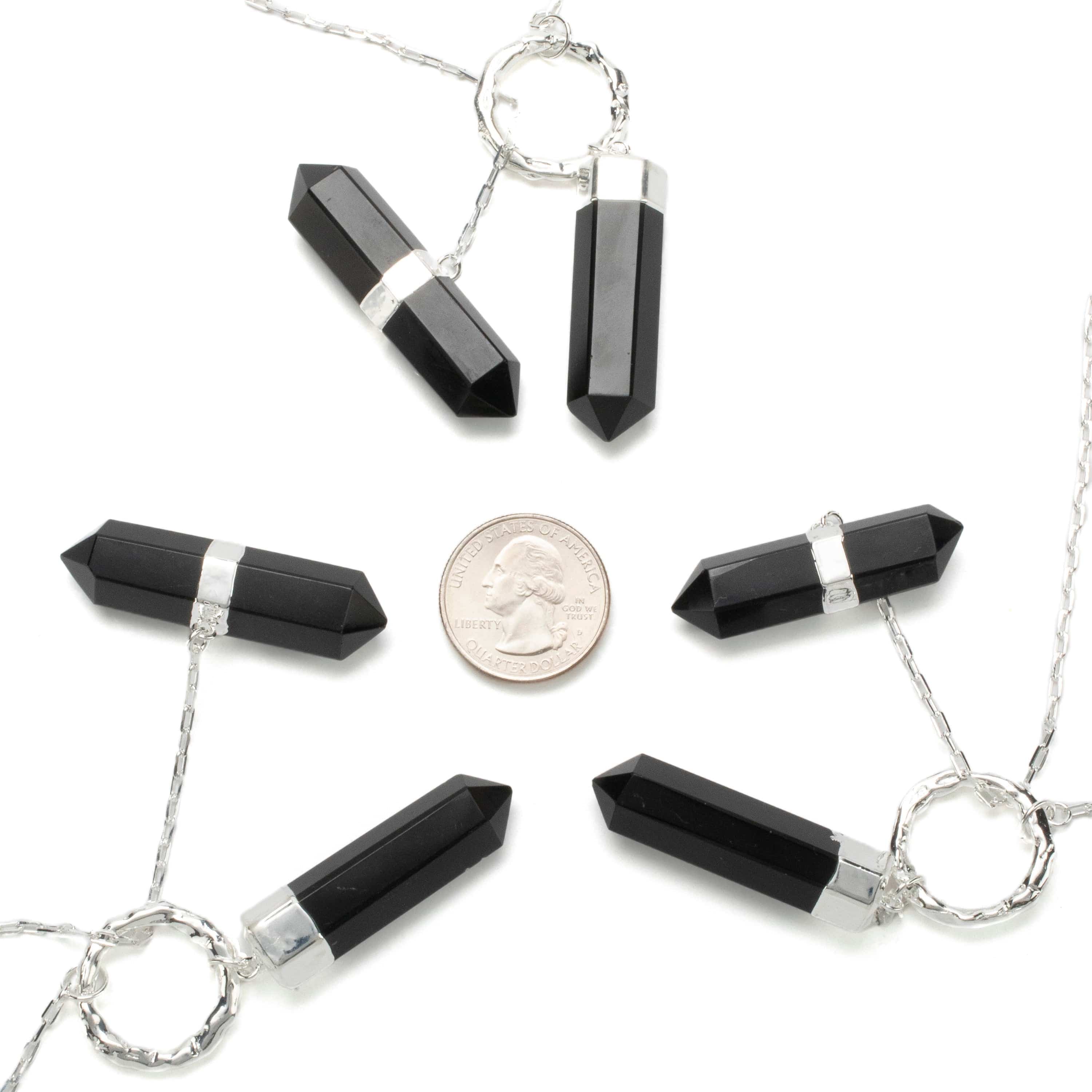 KALIFANO Crystal Jewelry Black Onyx Y Necklace CJN-2022-BO
