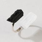 Black Tourmaline and Selenite Adjustable Sterling Silver Ring