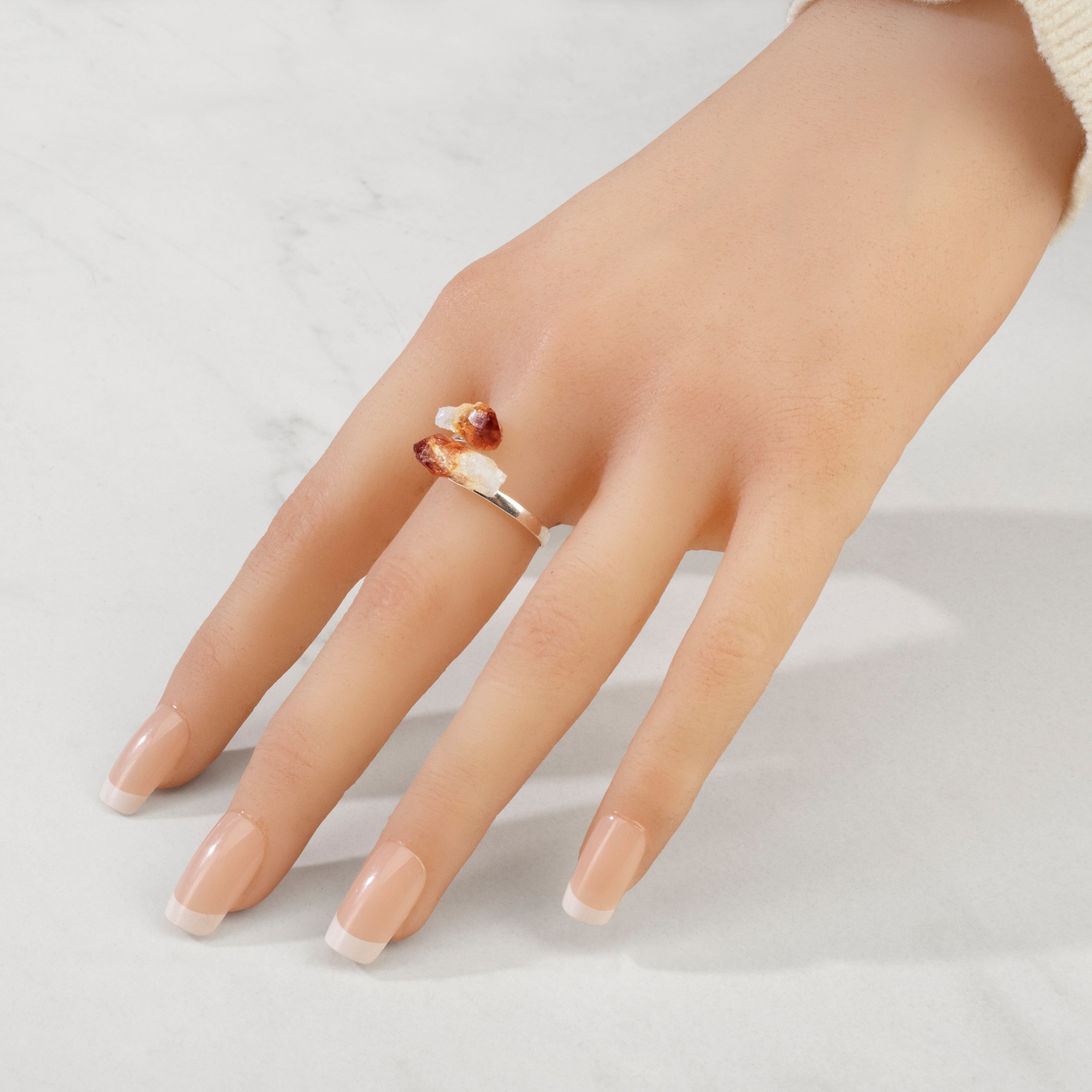 KALIFANO Crystal Jewelry Citrine Adjustable Sterling Silver Ring CJR-SS-CT
