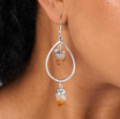 Citrine Crystal Drop Earrings with French Hook