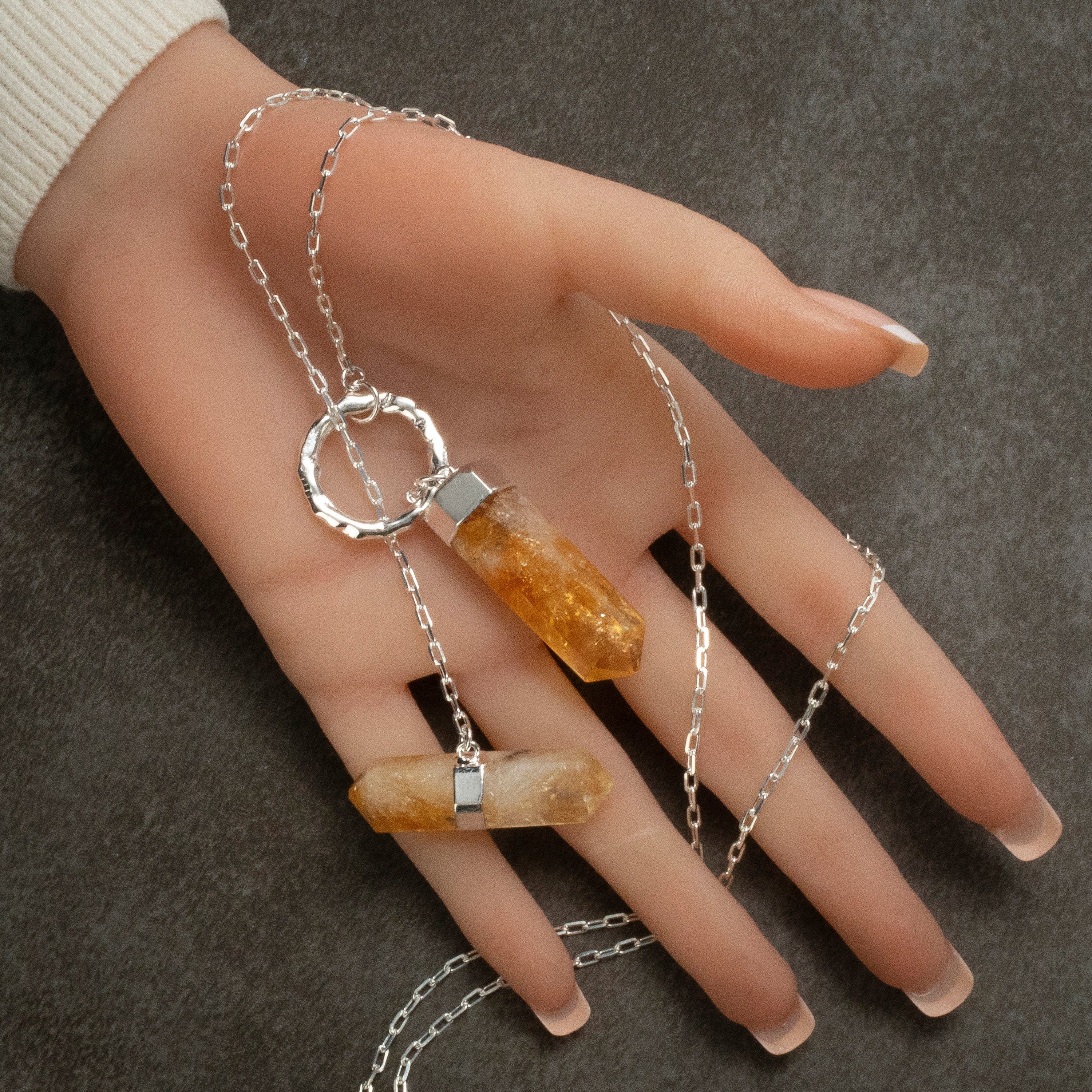 KALIFANO Crystal Jewelry Citrine Y Necklace CJN-2022-CT