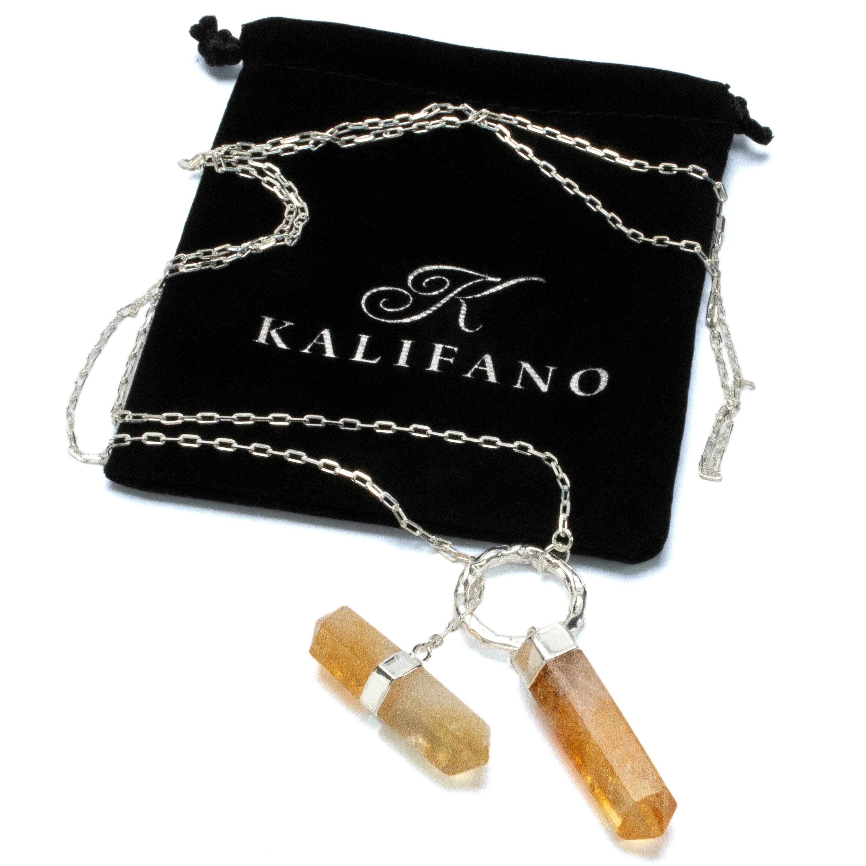 KALIFANO Crystal Jewelry Citrine Y Necklace CJN-2022-CT