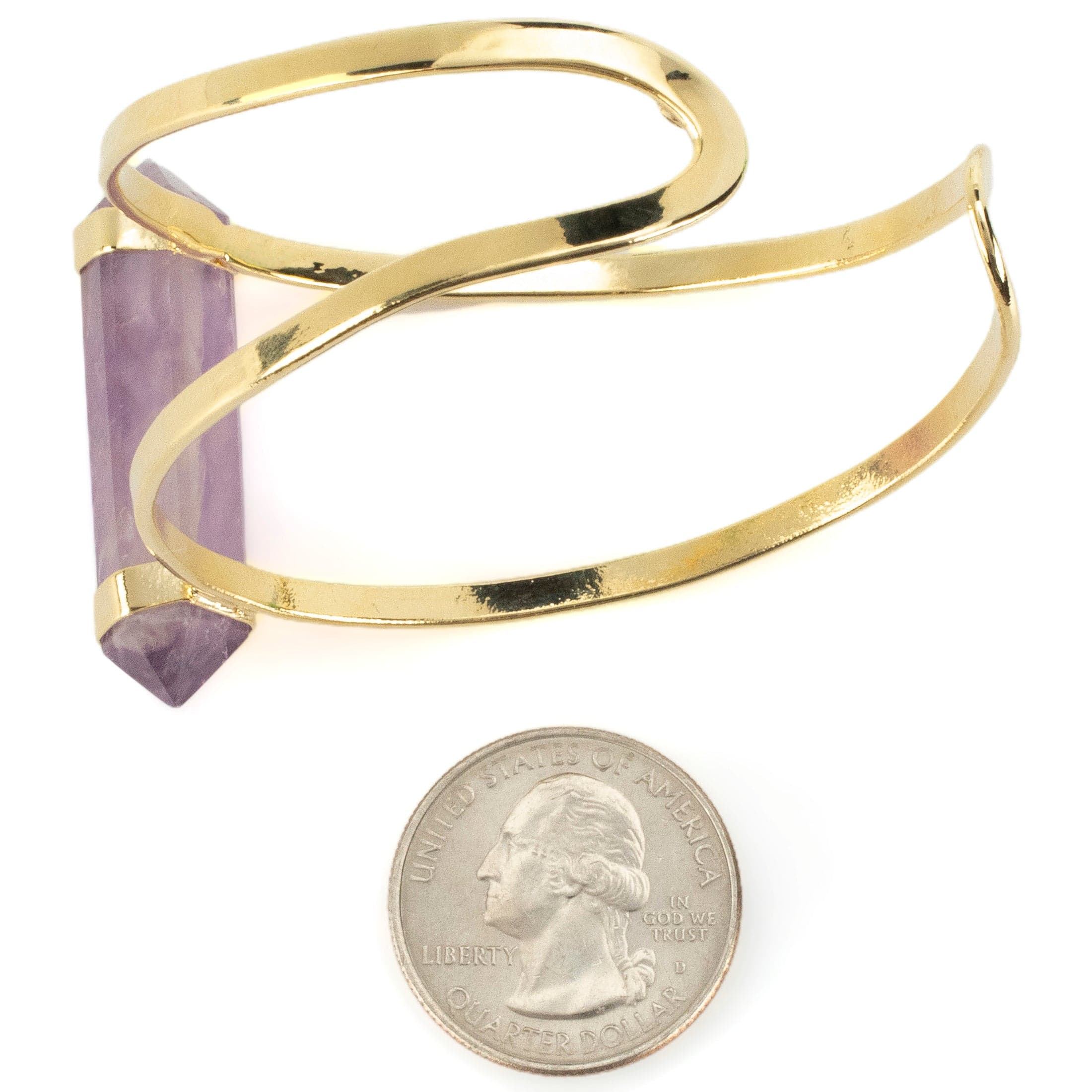Kalifano Crystal Jewelry Double Terminated Amethyst Cuff Bracelet CJB-1017-AM