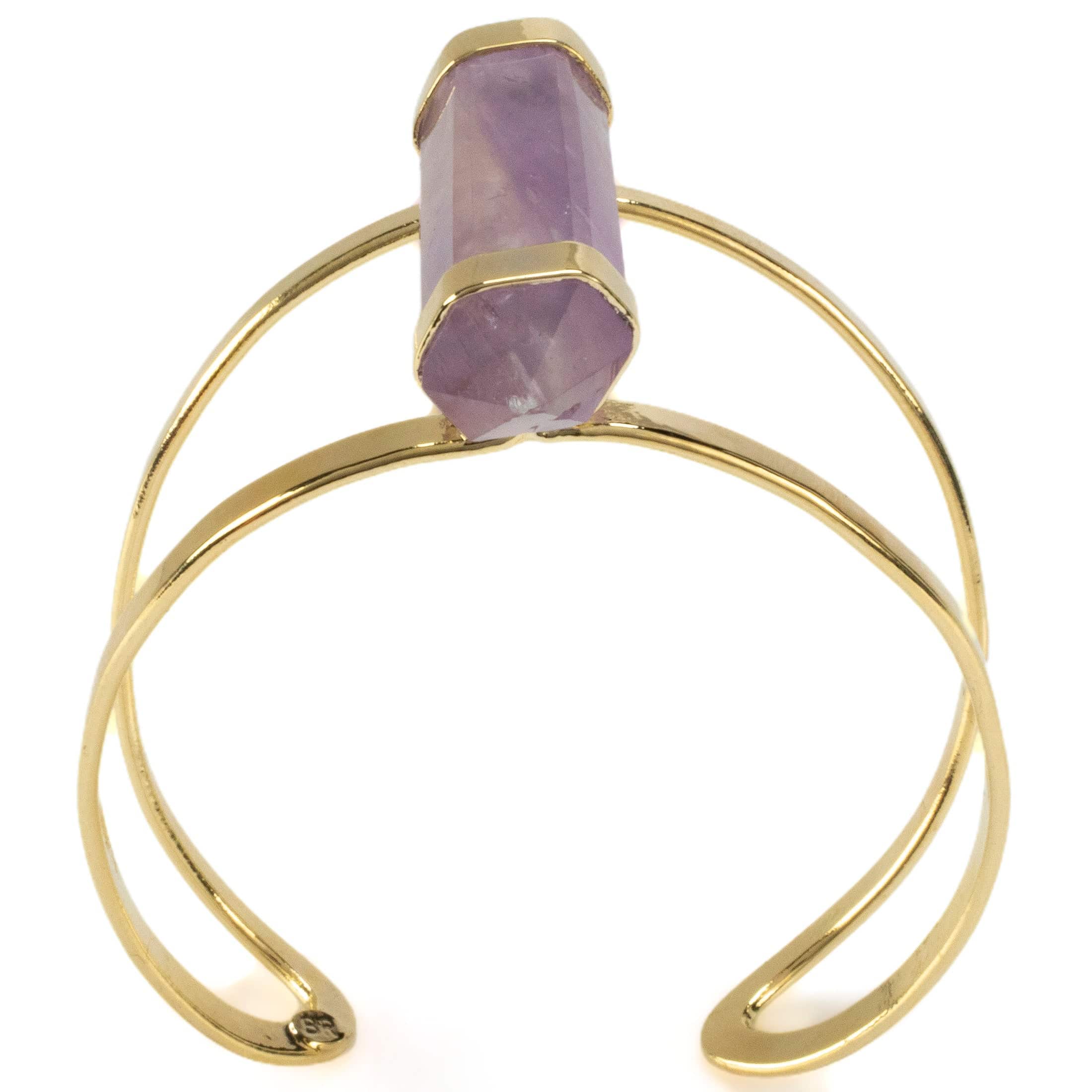 Kalifano Crystal Jewelry Double Terminated Amethyst Cuff Bracelet CJB-1017-AM