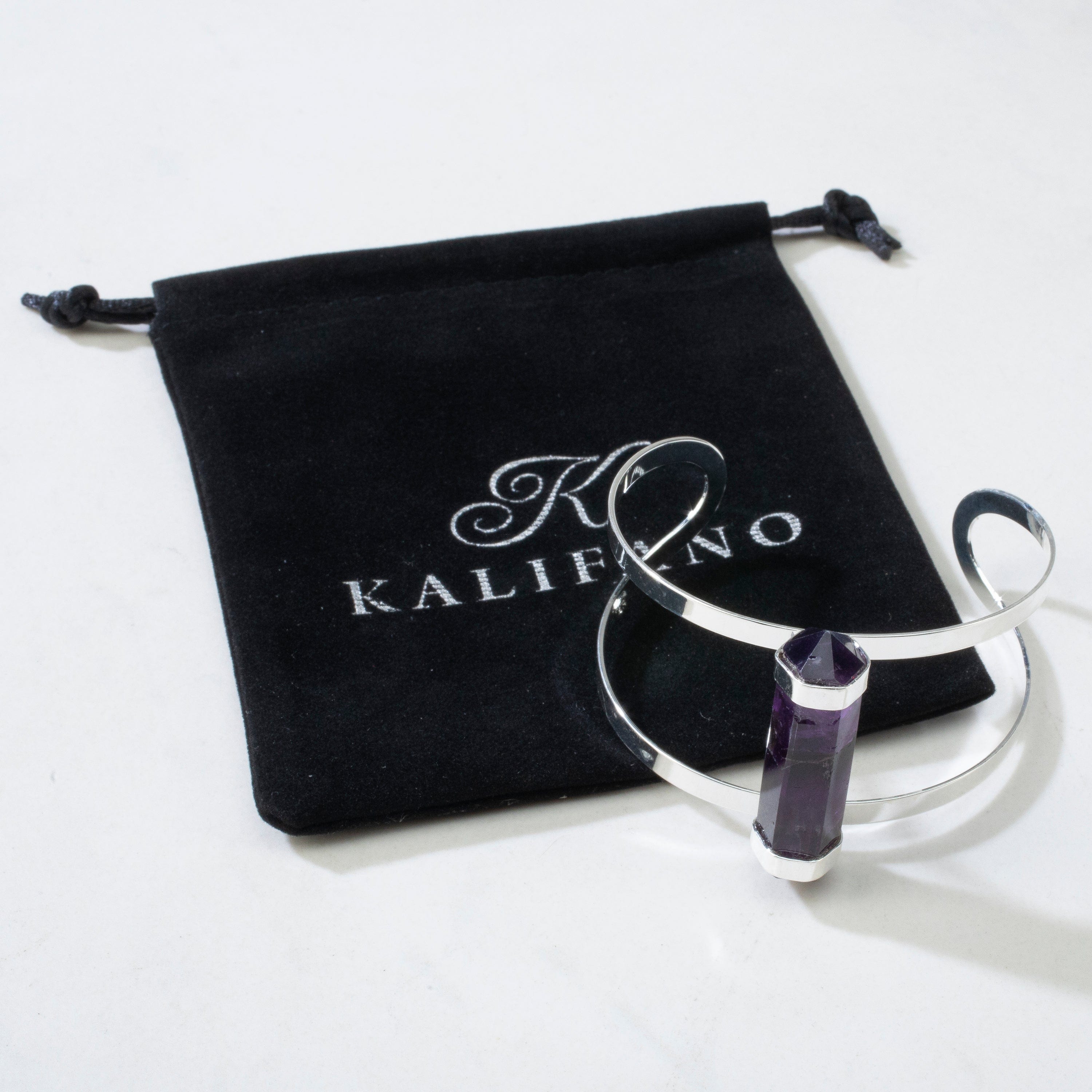 Kalifano Crystal Jewelry Double Terminated Amethyst Cuff Bracelet CJB-1017S-AM