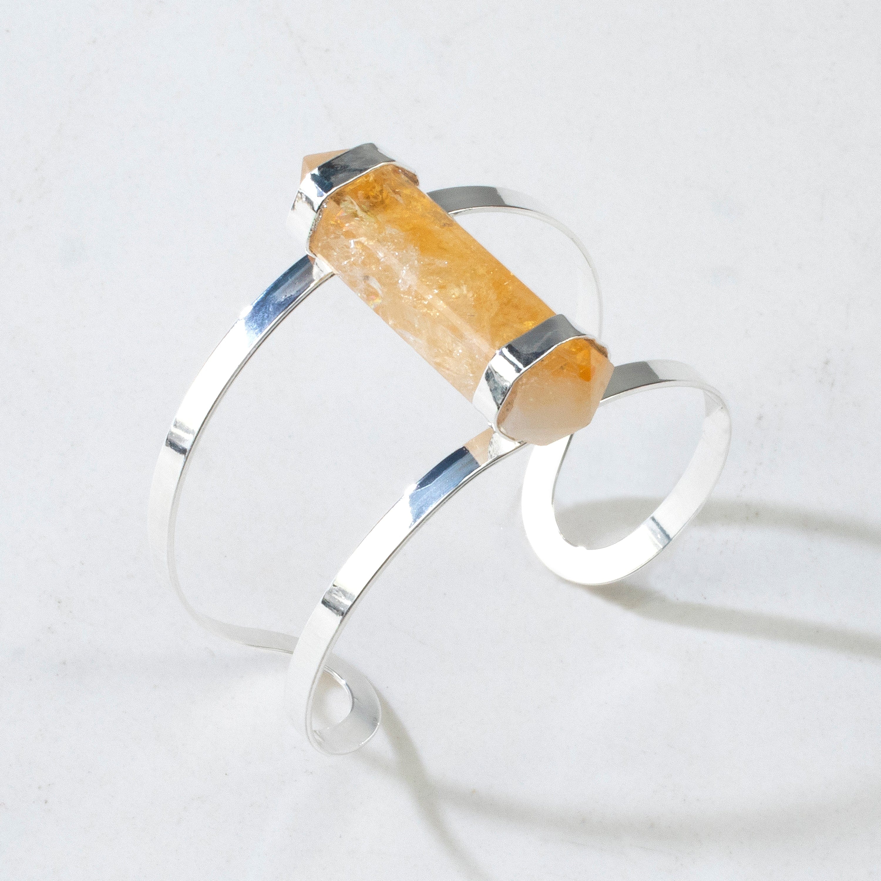 Kalifano Crystal Jewelry Double Terminated Citrine Cuff Bracelet CJB-1017S-CT
